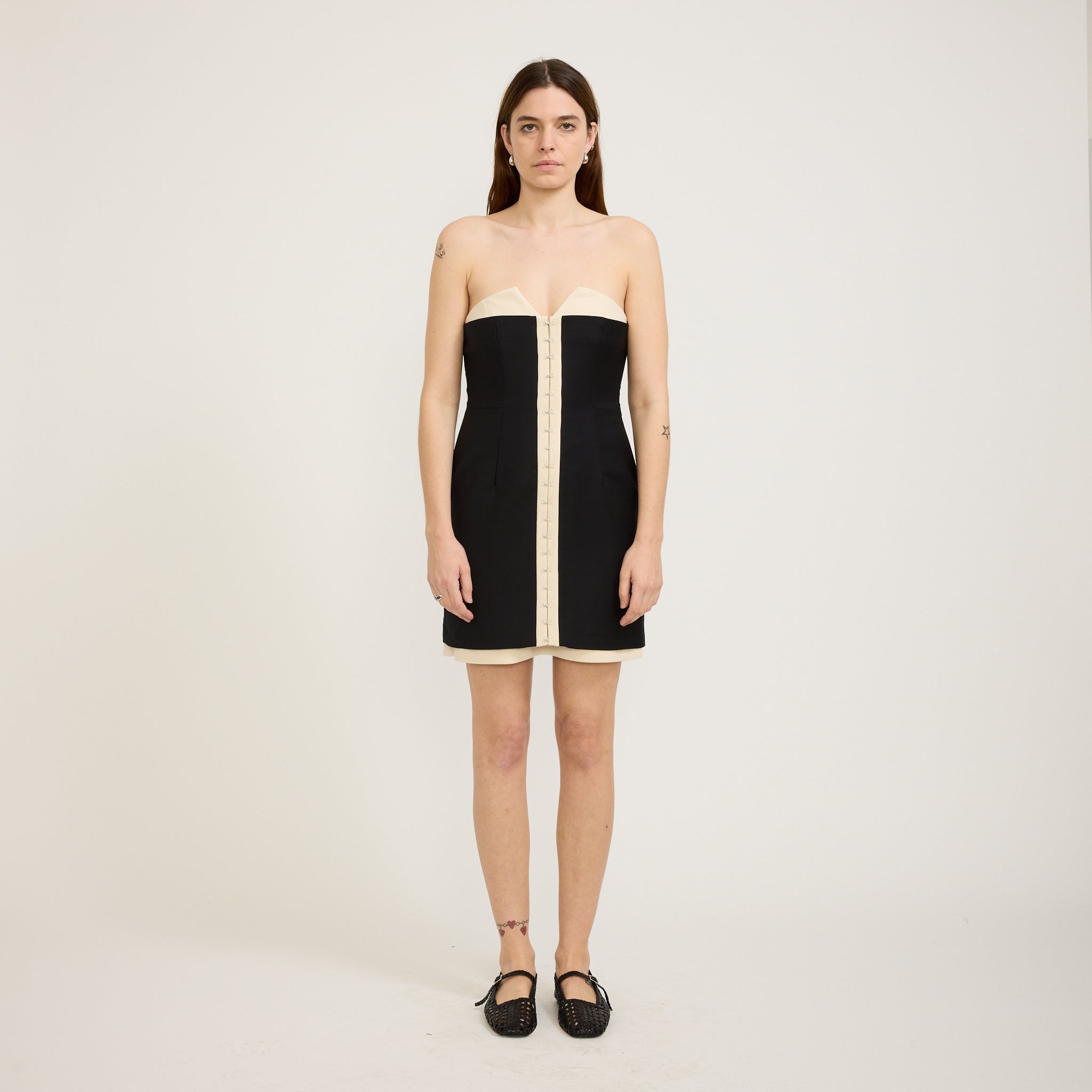 Olivia Mini Dress Ivory/Black