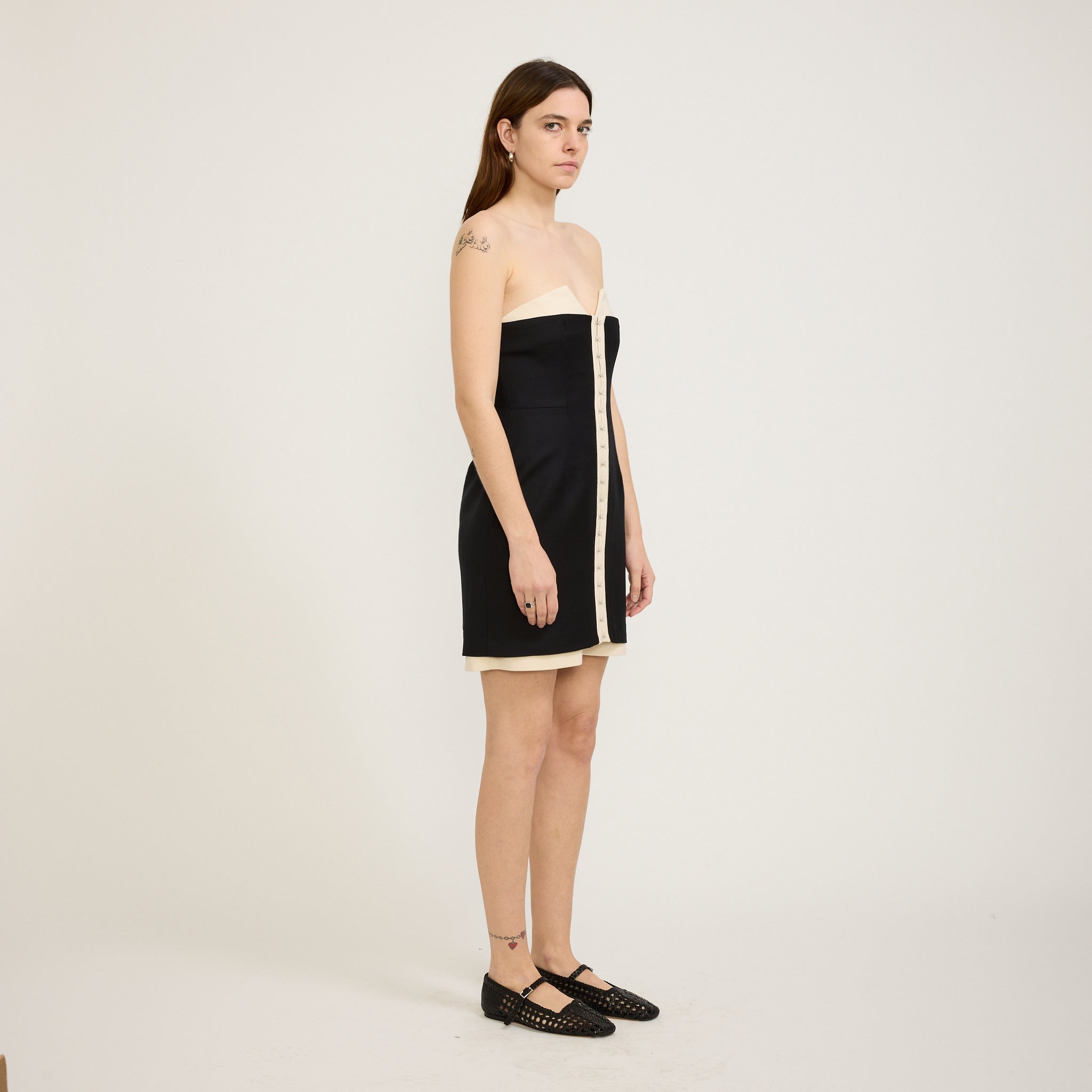 Olivia Mini Dress Ivory/Black