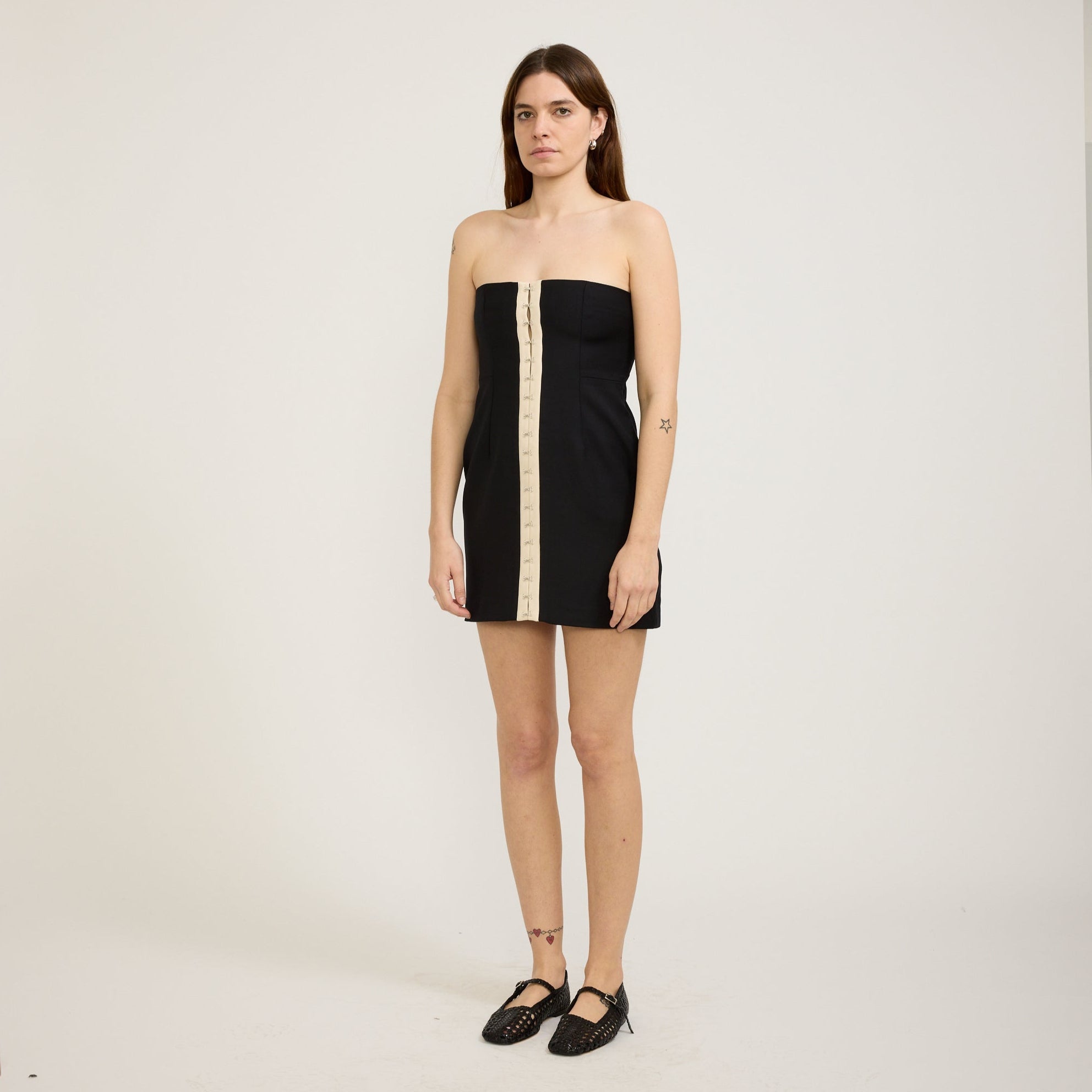 Olivia Mini Dress Ivory/Black