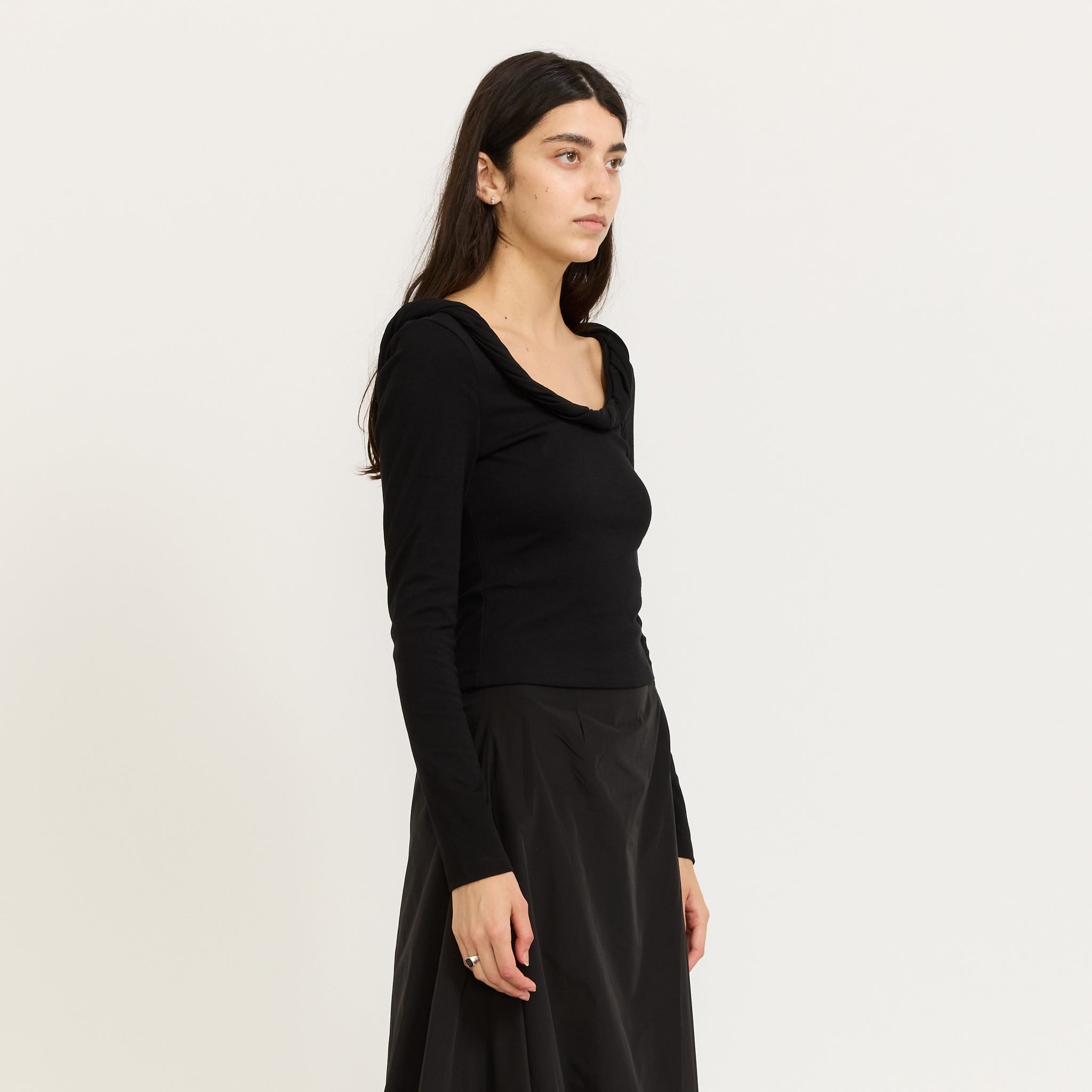 Wynn Hamlyn | Ophelia Long Sleeve Top Black | Maplestore