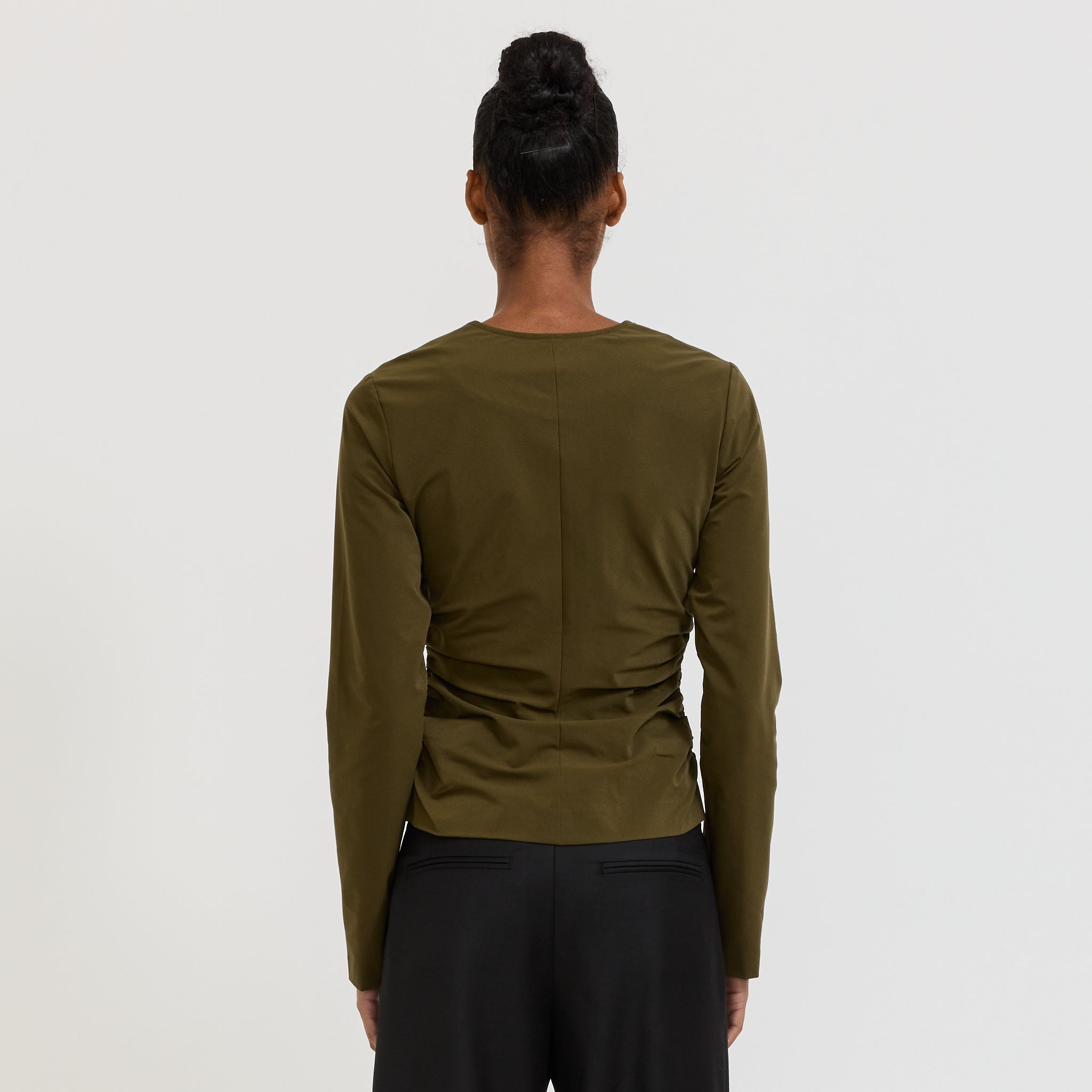 Zipper Long Sleeve Top Khaki
