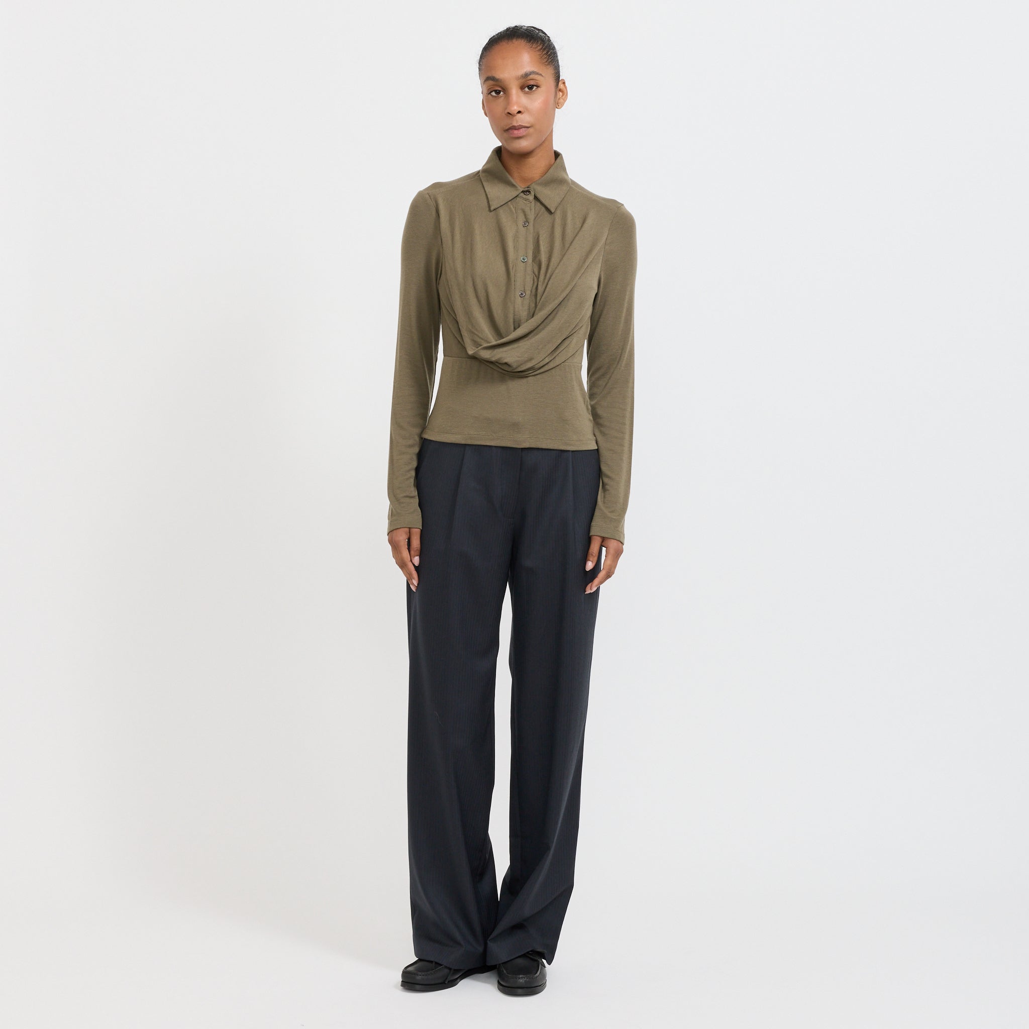 Annie Long Sleeve Top Dark Sage
