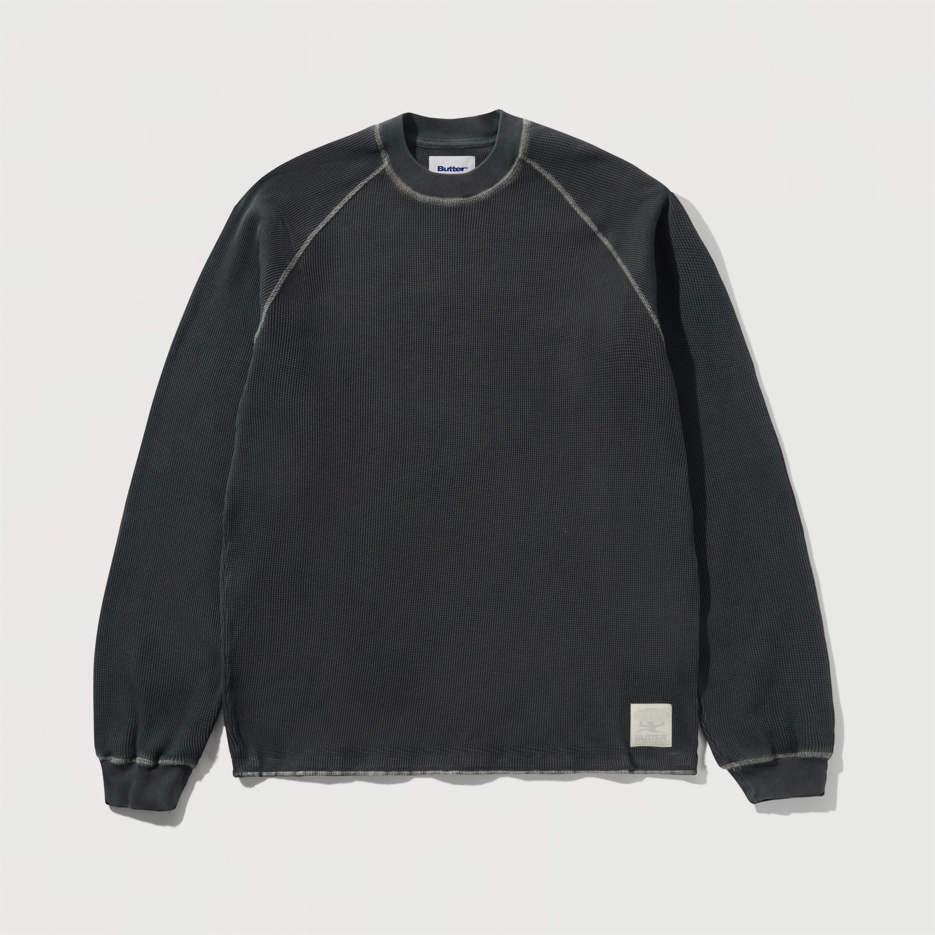 Butter Goods | Waffle L/S Top Washed Black | Maplestore