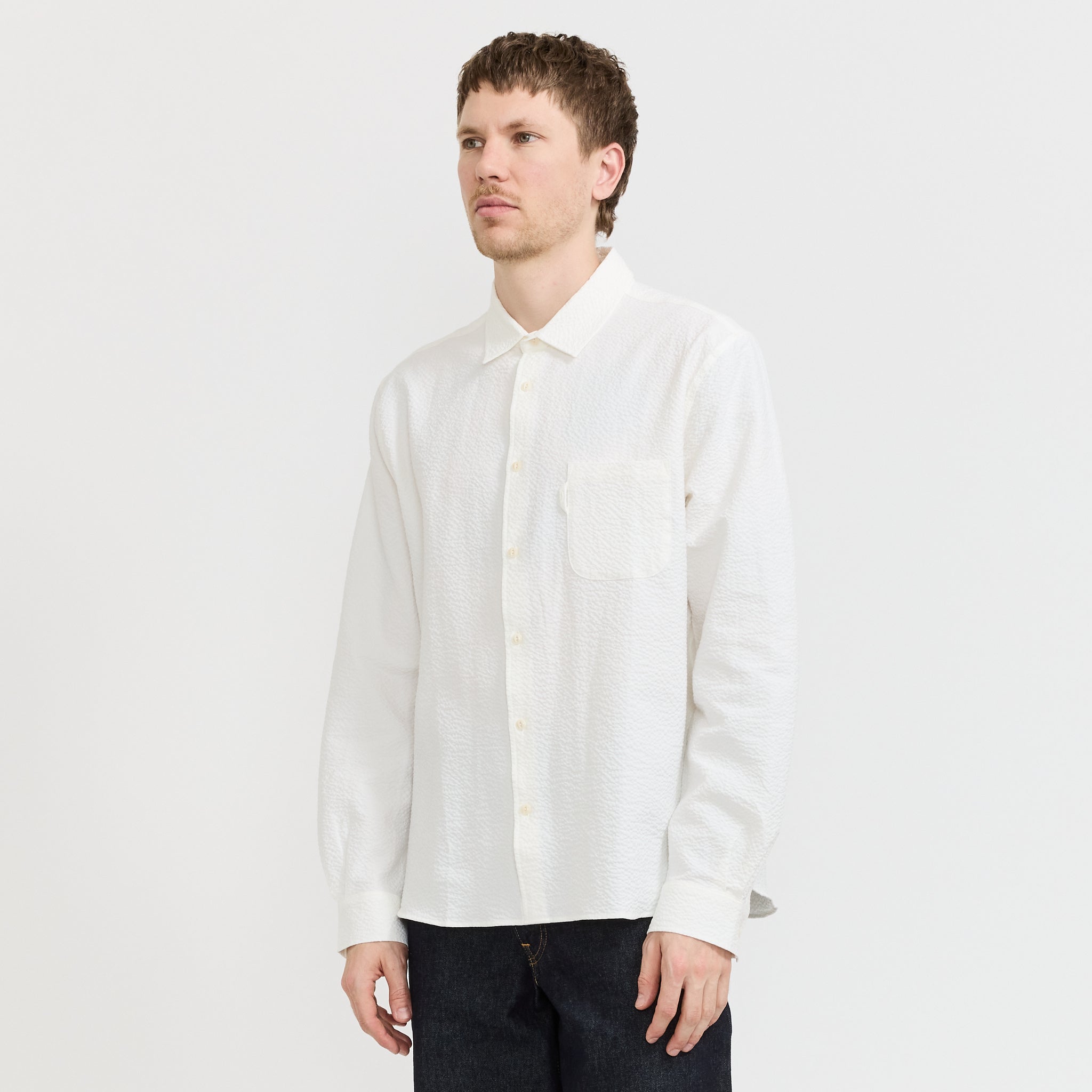 YMC | Curtis Shirt White Seersucker | Maplestore