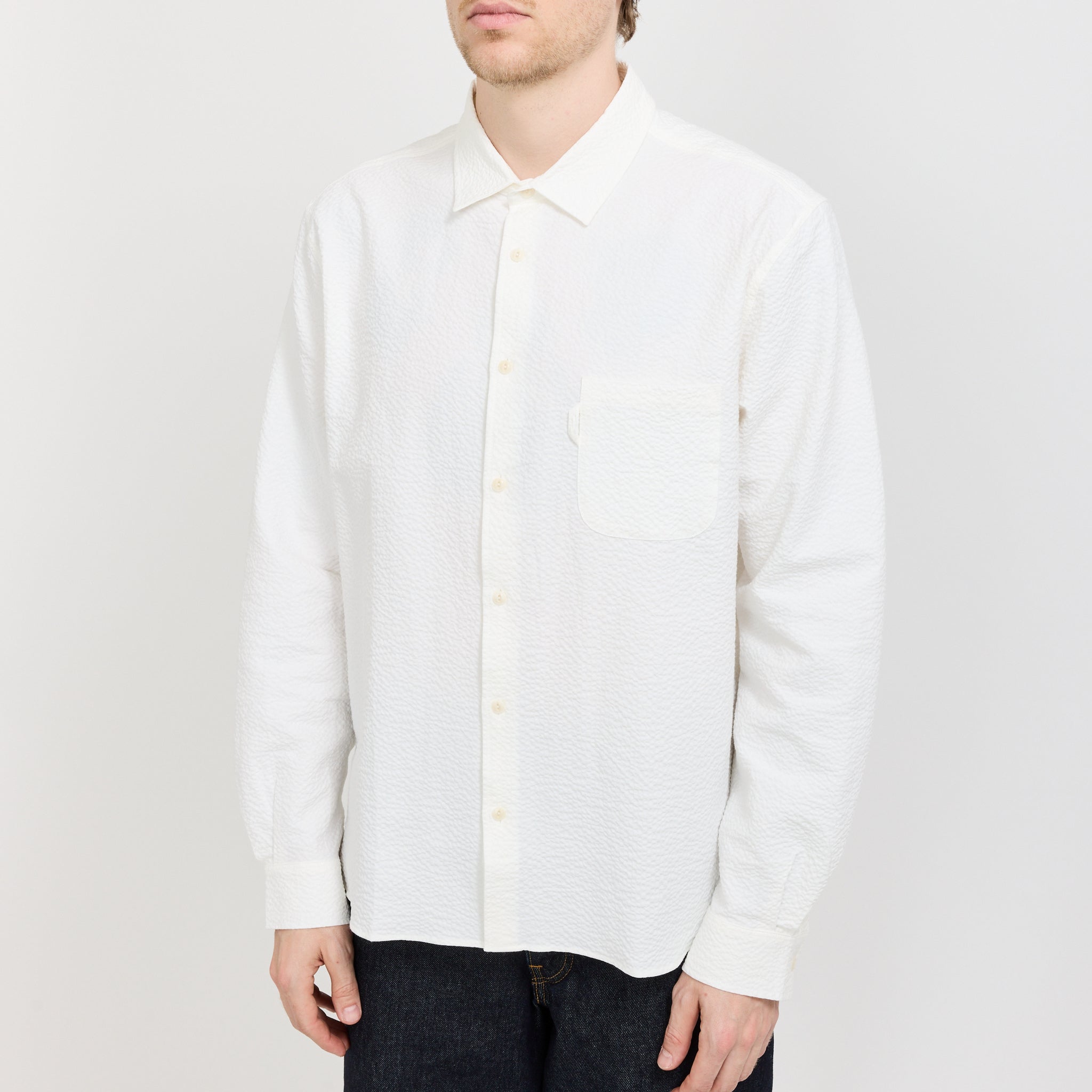 YMC | Curtis Shirt White Seersucker | Maplestore