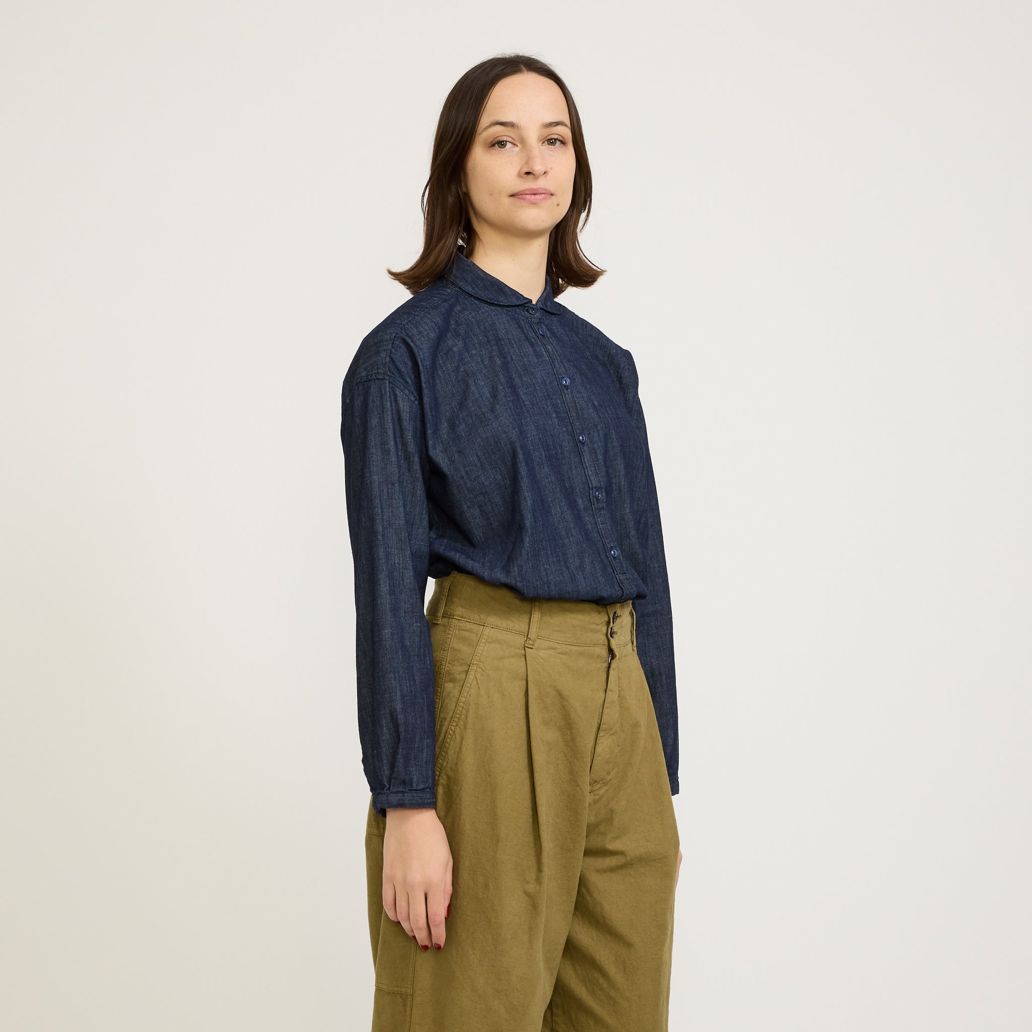 Earth Marianne Long Sleeve Shirt Dark Indigo