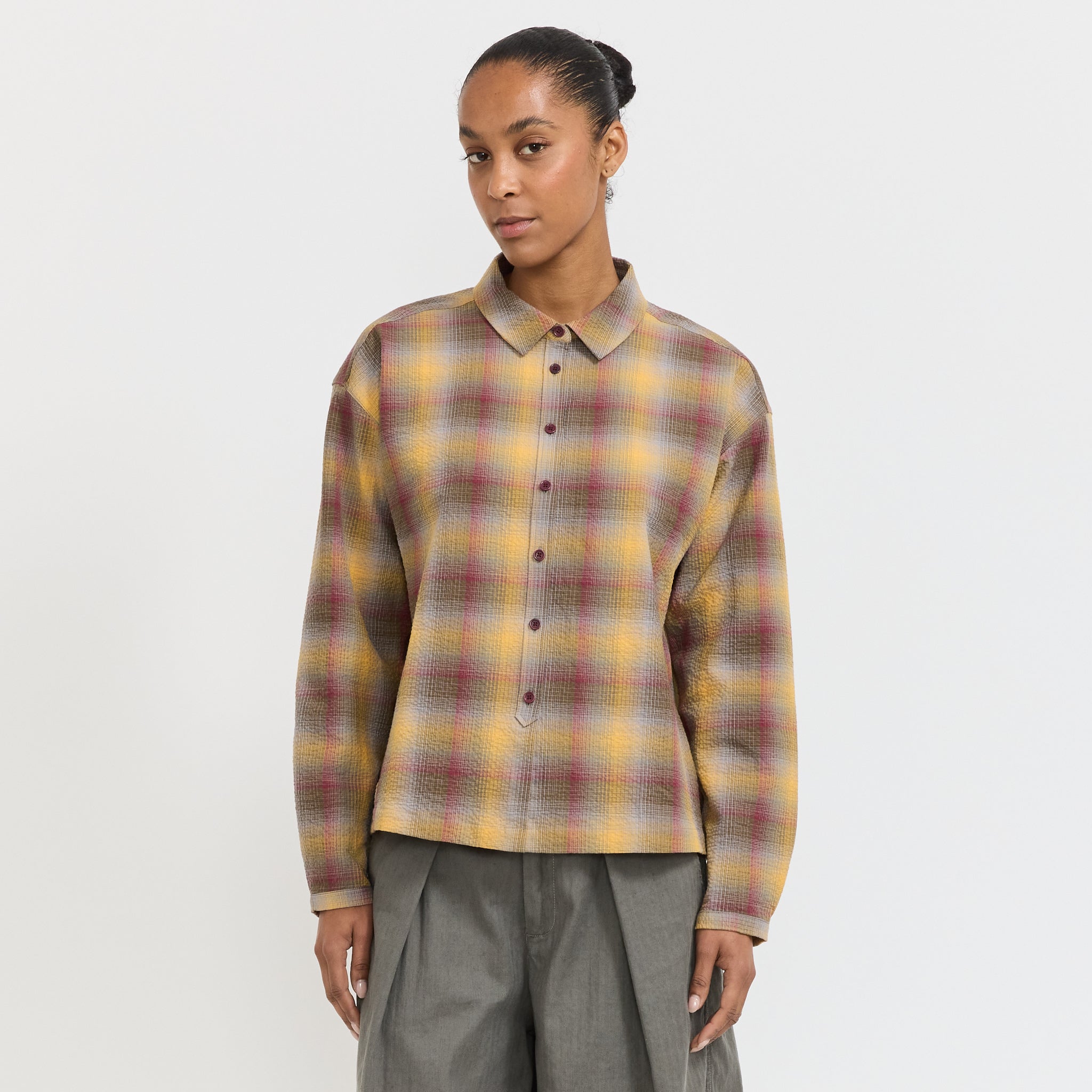 YMC | Marianne Shirt Multi Seersucker Check | Maplestore
