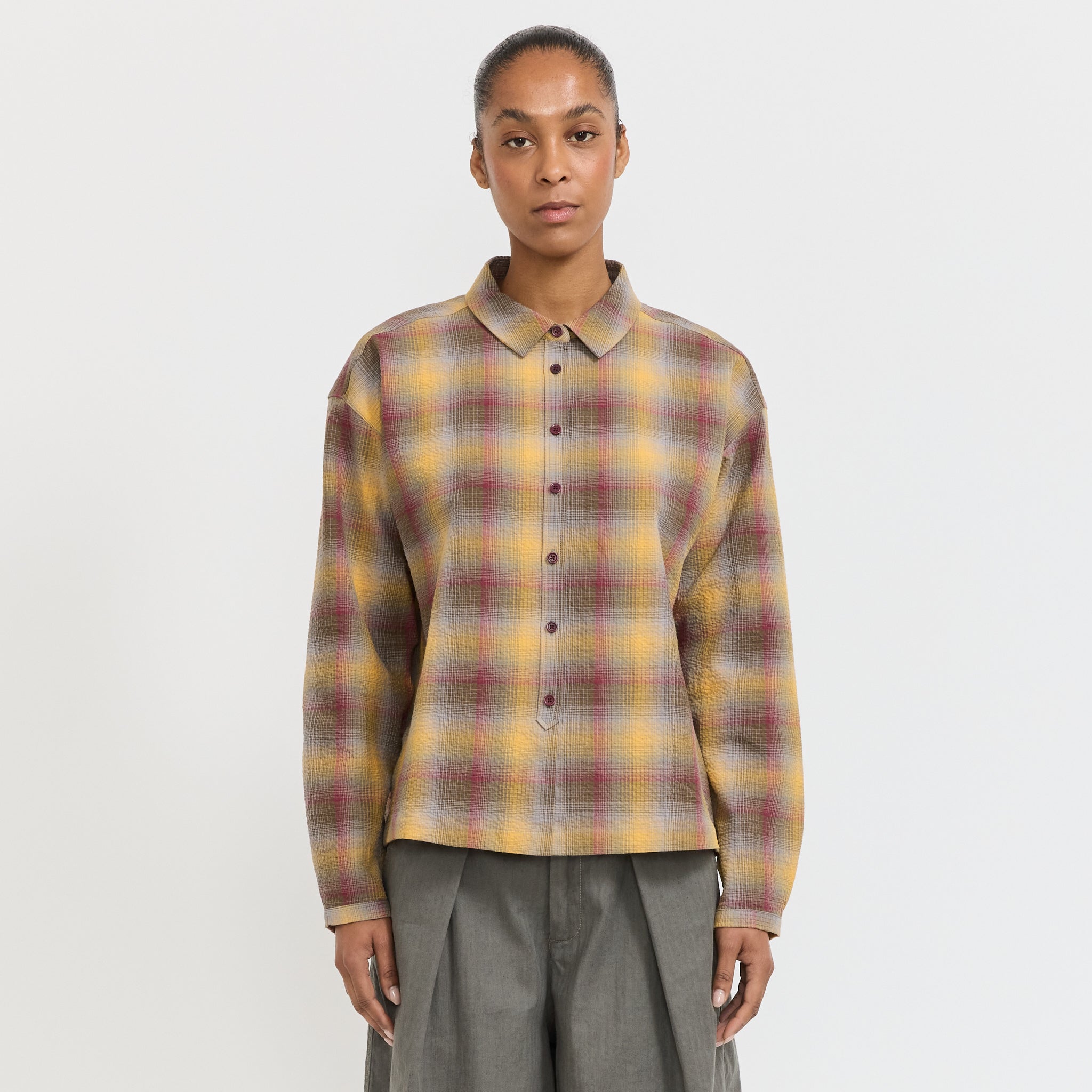 YMC | Marianne Shirt Multi Seersucker Check | Maplestore