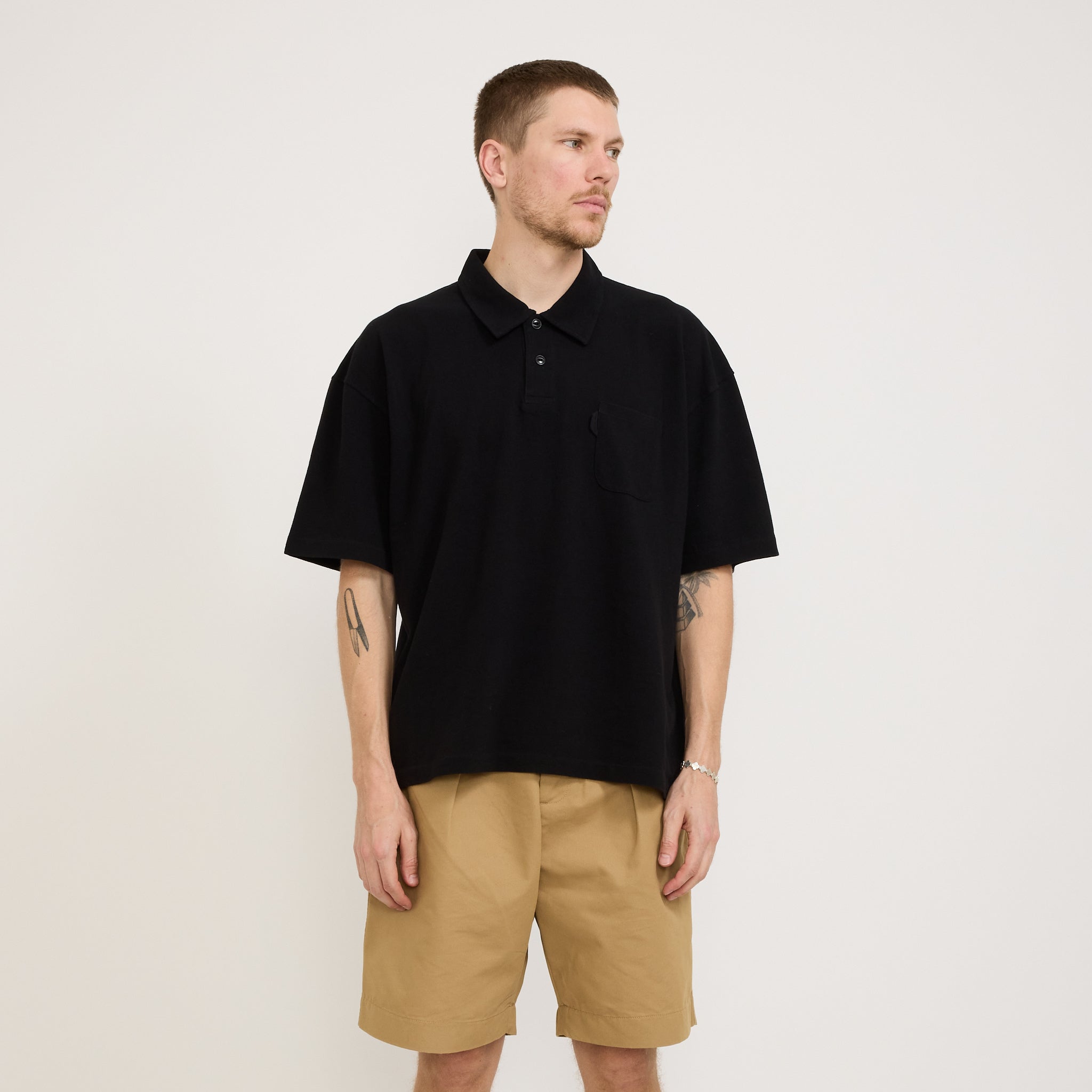 YMC | Polo T-Shirt Black | Maplestore