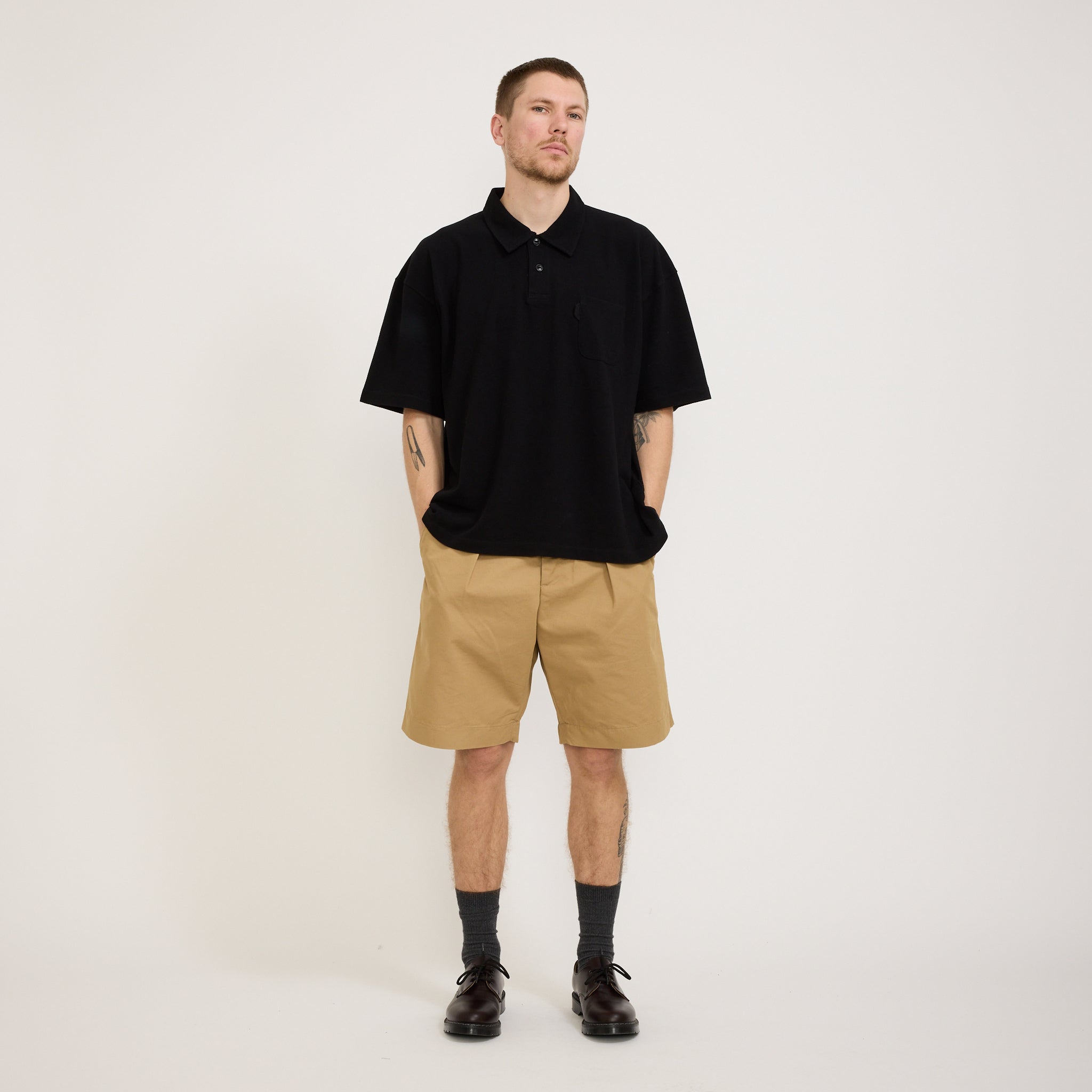 YMC | Polo T-Shirt Black | Maplestore