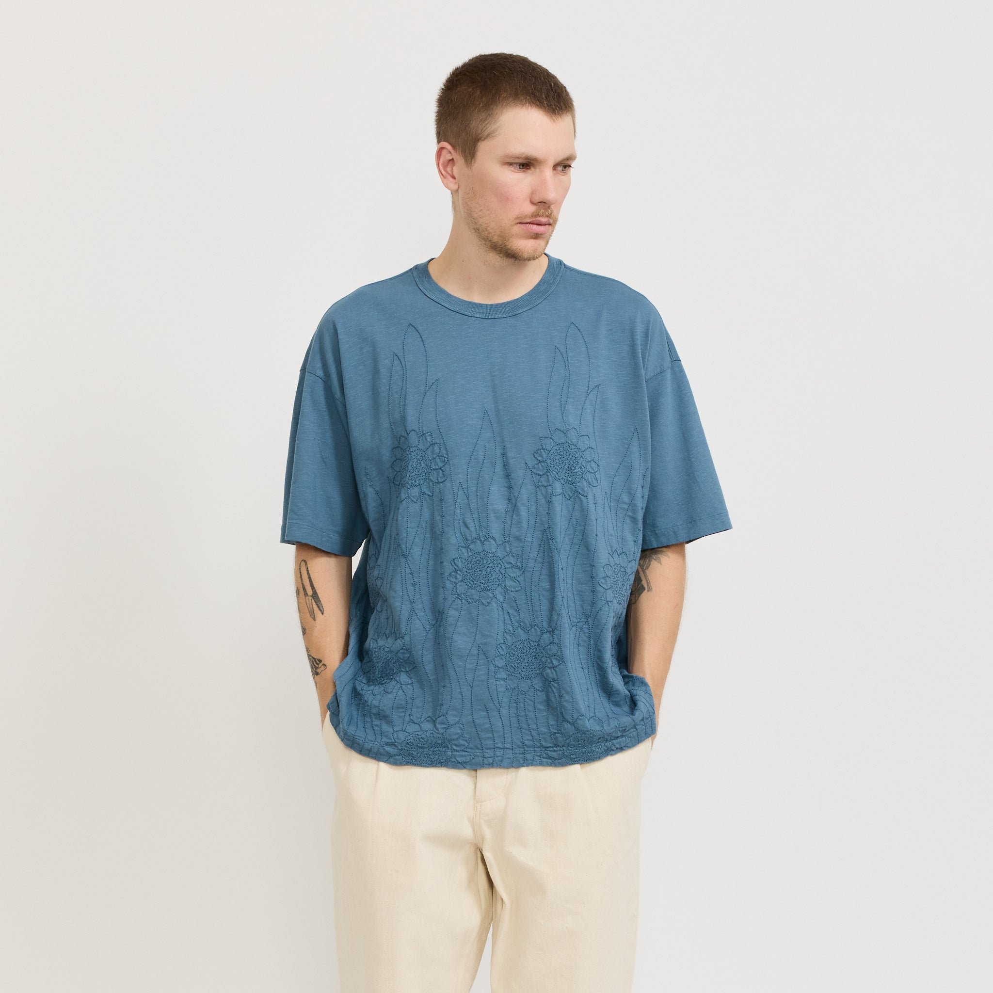 YMC | Triple T-Shirt Sunflower Blue Steel | Maplestore