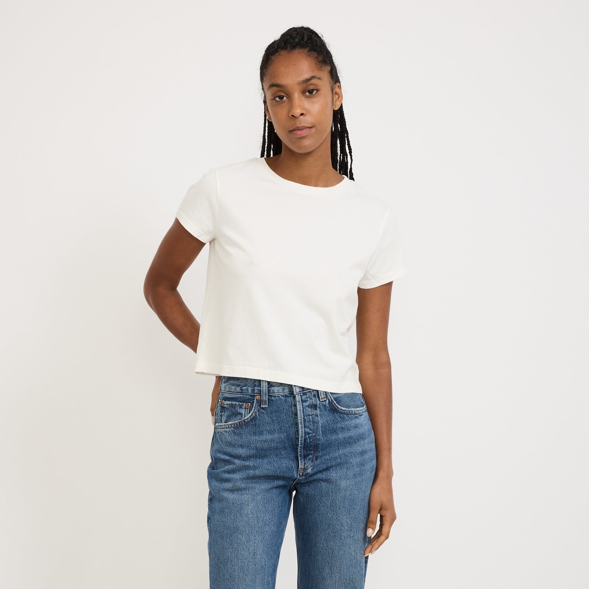 Agolde | Adine Shrunken Tee Ash White | Maplestore