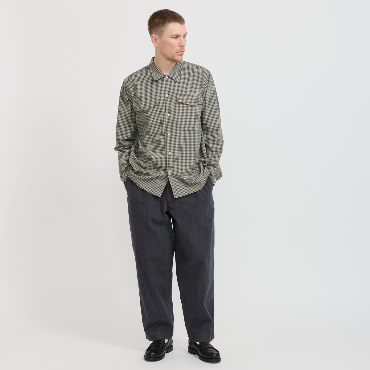 Universal Works | Attendant Shirt Sand/Olive | Maplestore