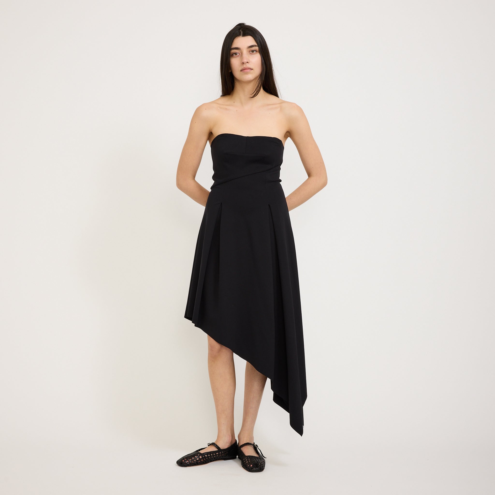 Bassike | Asymmetric Strapless Dress Black | Maplestore