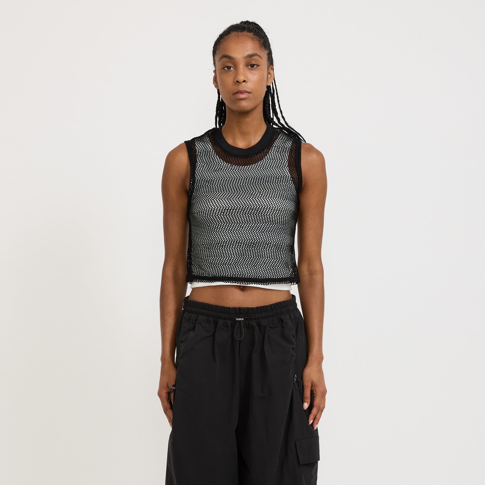 Bassike | Mesh Baby Tank Black | Maplestore
