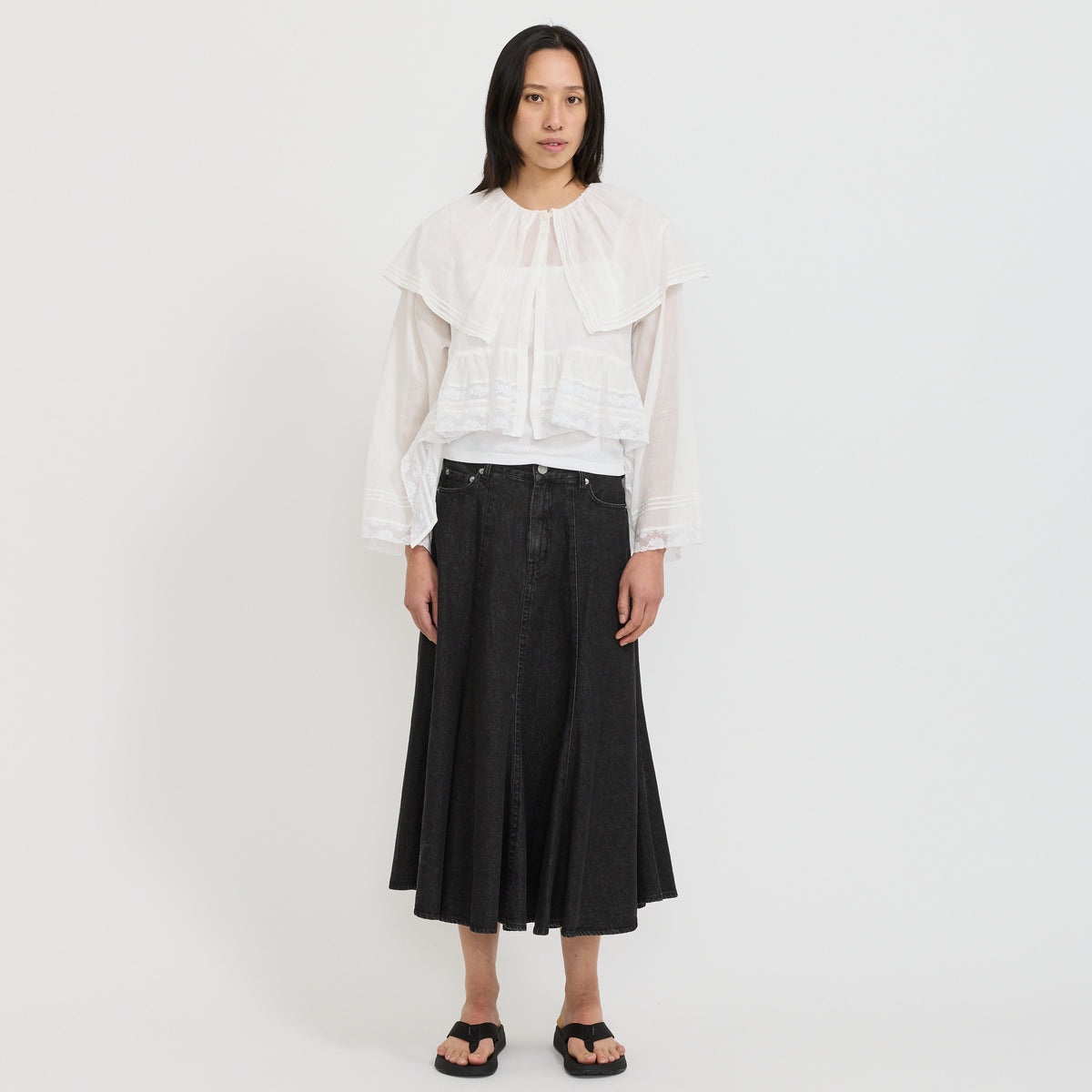 Beams Boy | Lacedrape Blouse Off White | Maplestore