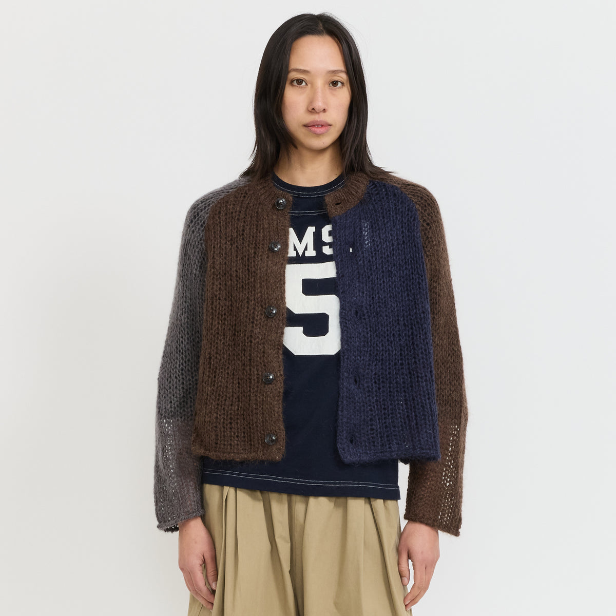 Beams Boy | Mohair Crazy Cardigan Brown | Maplestore
