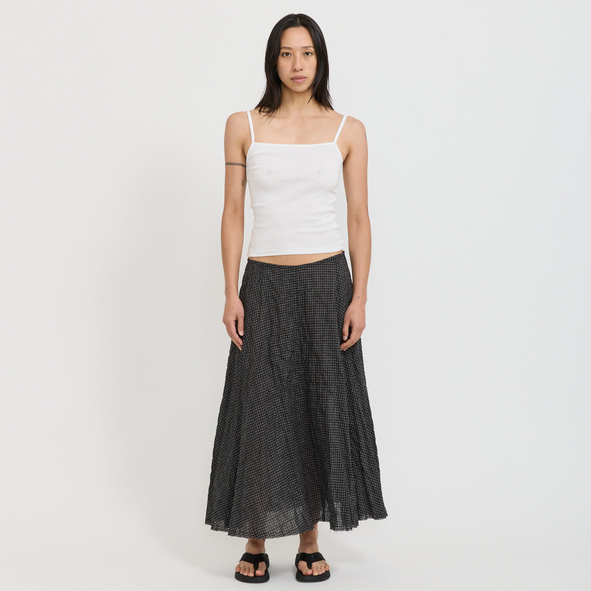 Bassike | Check Circle Skirt Black Check | Maplestore