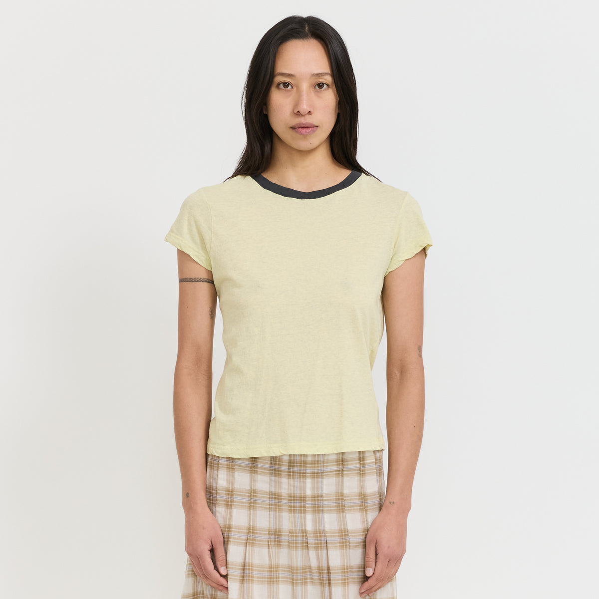 Bassike | Vintage Baby T-Shirt Yellow Marle/Navy | Maplestore