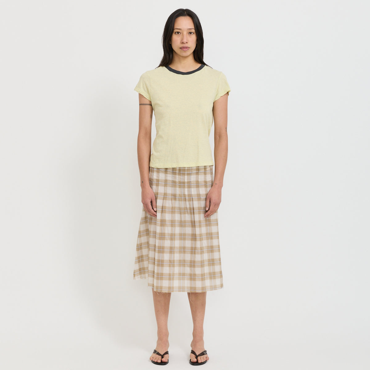 Bassike | Vintage Baby T-Shirt Yellow Marle/Navy | Maplestore