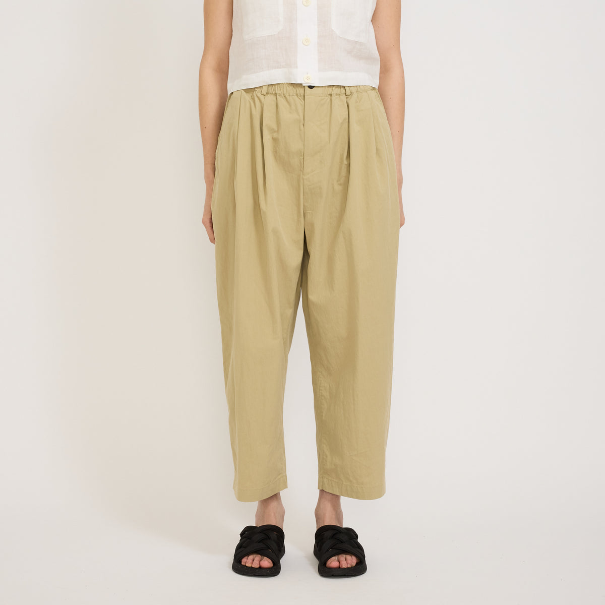 Danton | Twill Double Pleated Easy Pants Beige Womens | Maplestore