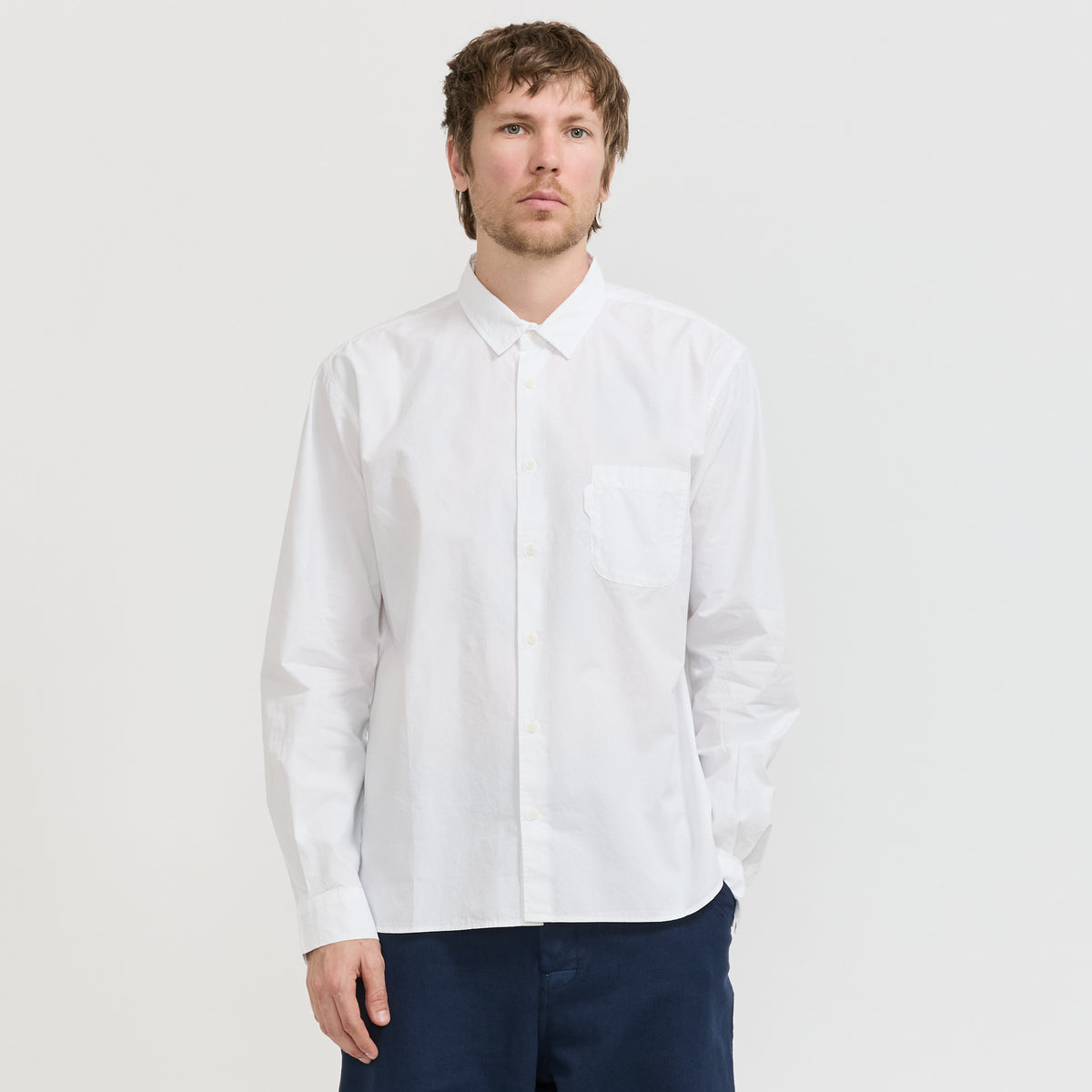 YMC Curtis Shirt in White - model 2
