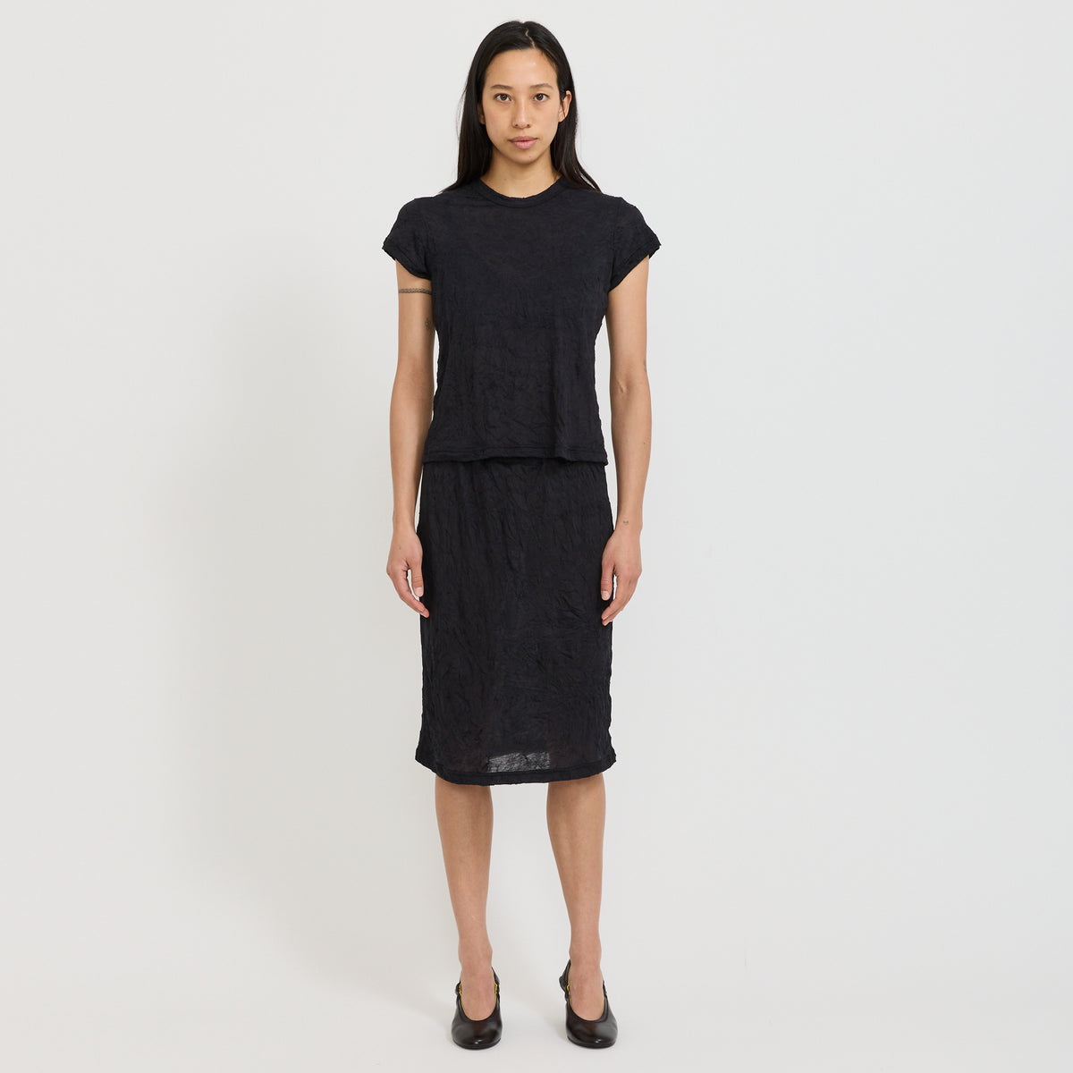 Crinkle Jersey Skirt Black