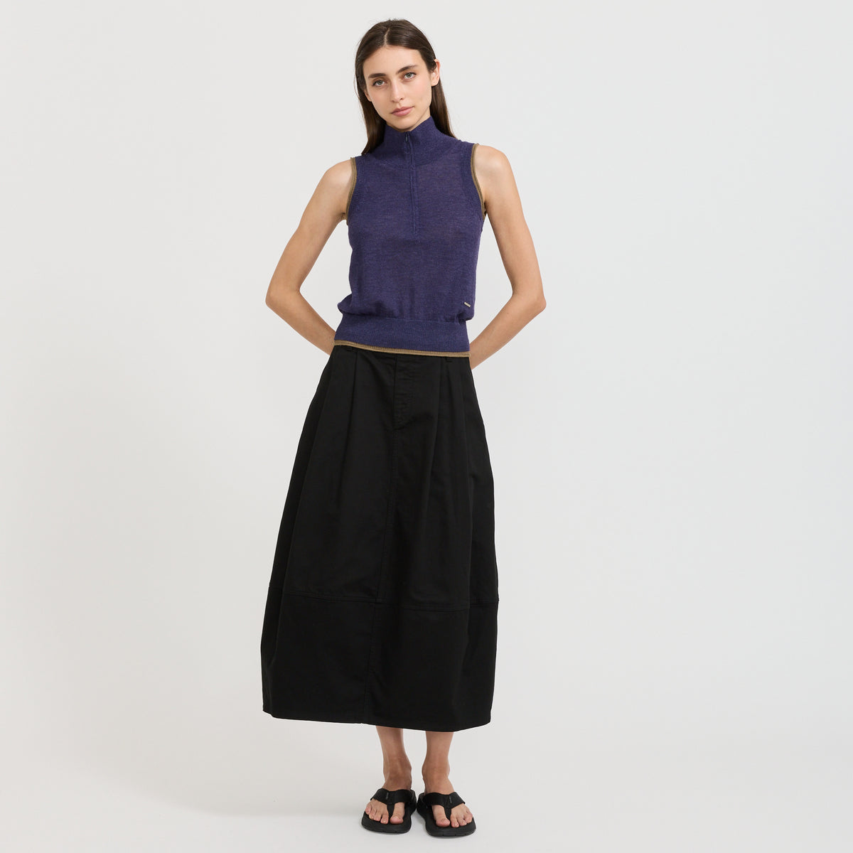 Danton | Cocoon Skirt Sateen Black | Maplestore