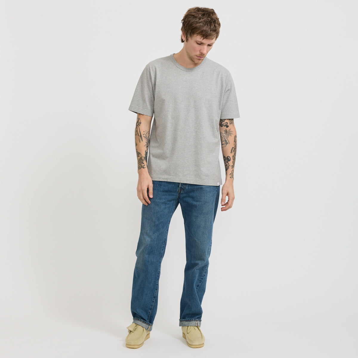 Norse Projects Elmelunde Soft Compact Cotton T-Shirt Grey Melange - image 2