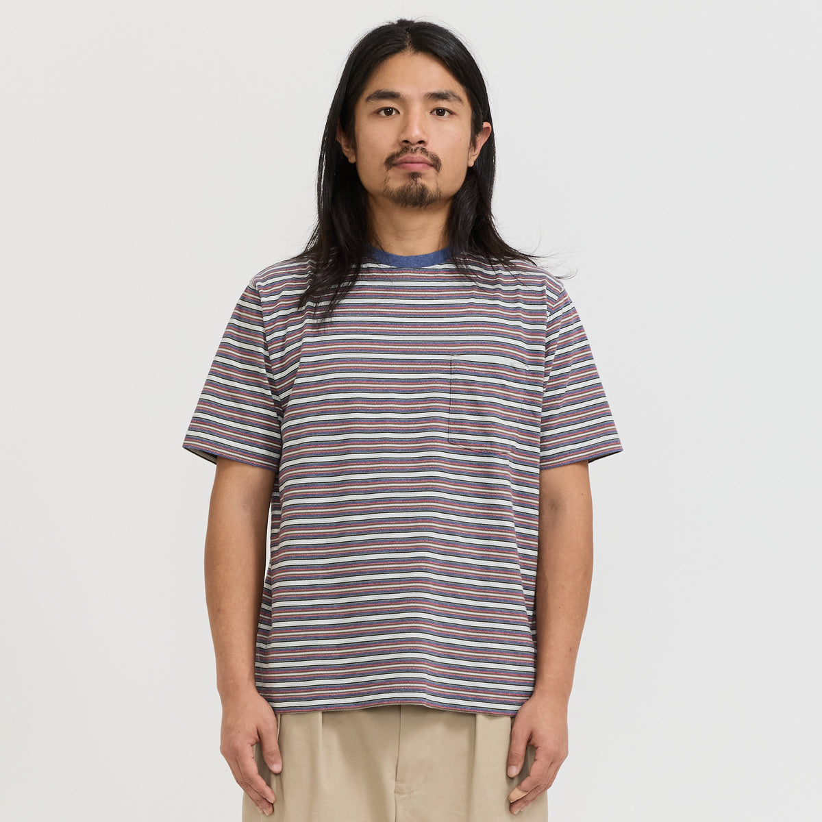 Beams Plus | Pocket Tee Multi Stripe 2 Blue | Maplestore