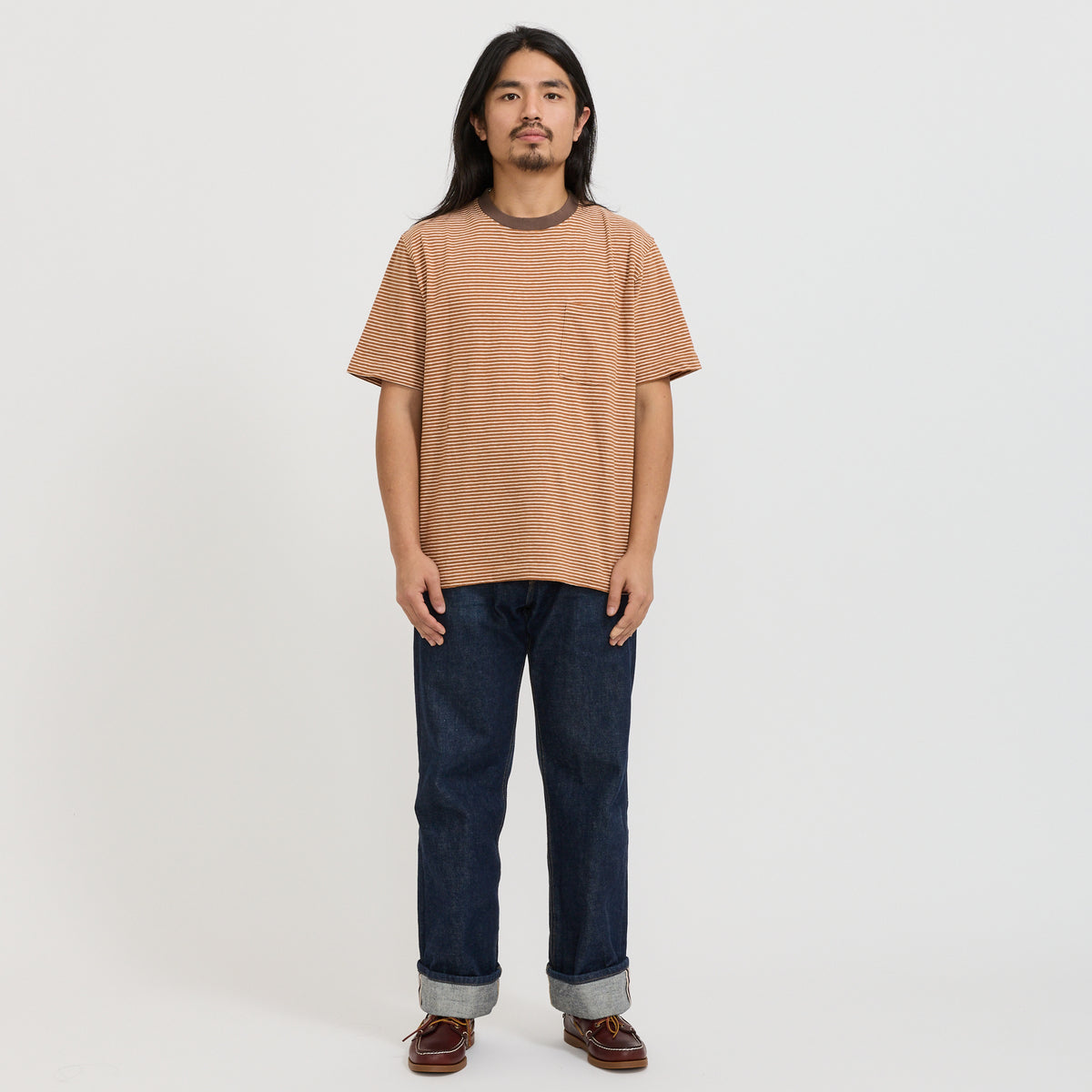 Beams Plus | Pocket Tee Multi Stripe 3 Orange | Maplestore