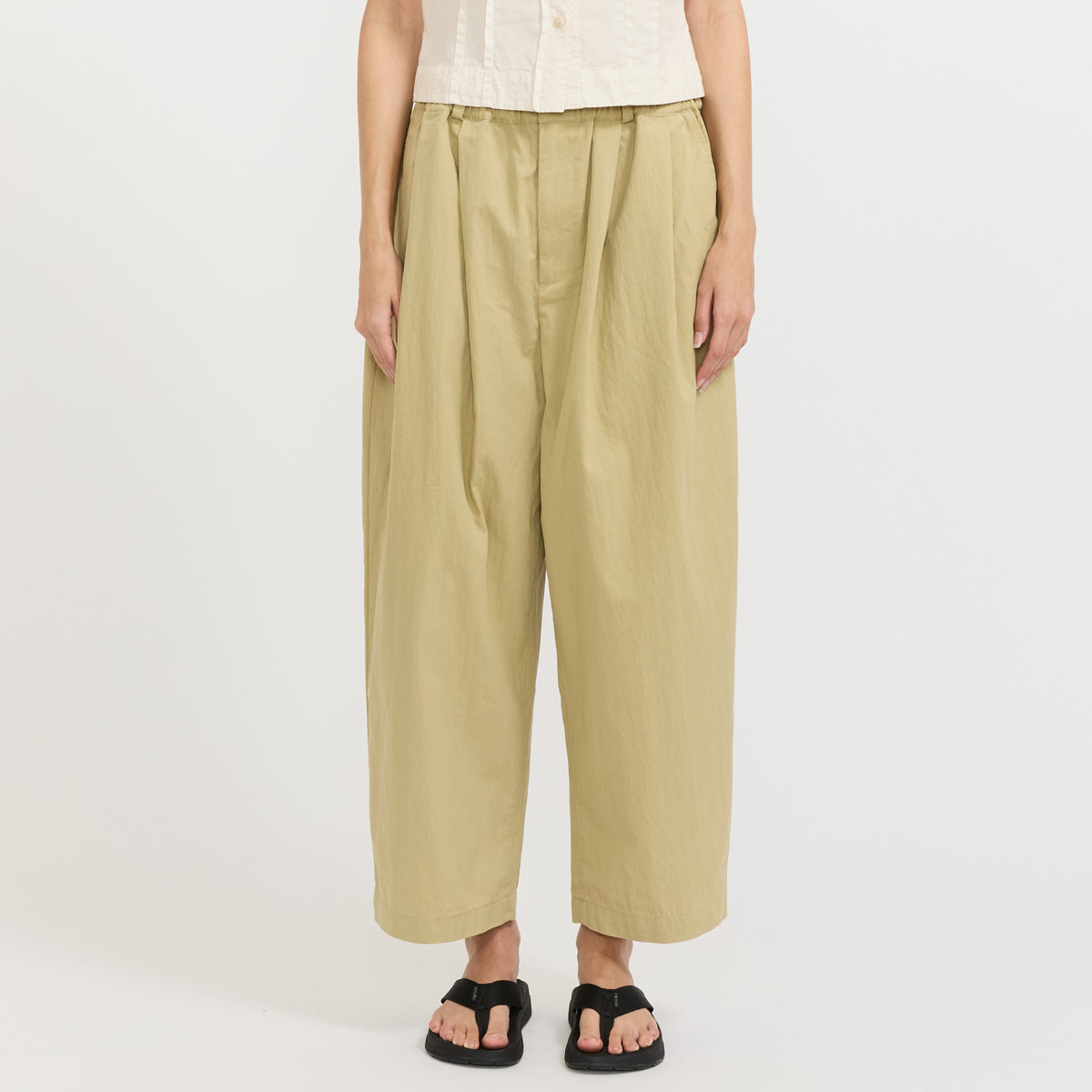 Danton | Twill Double Pleated Easy Pants Beige Womens | Maplestore