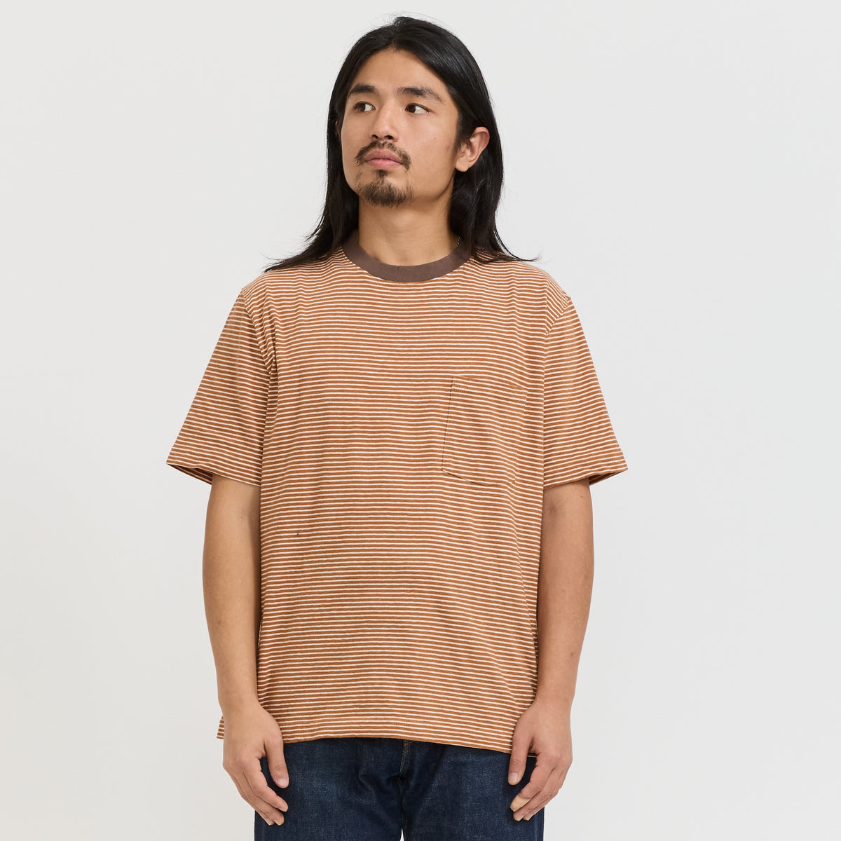 Beams Plus | Pocket Tee Multi Stripe 3 Orange | Maplestore