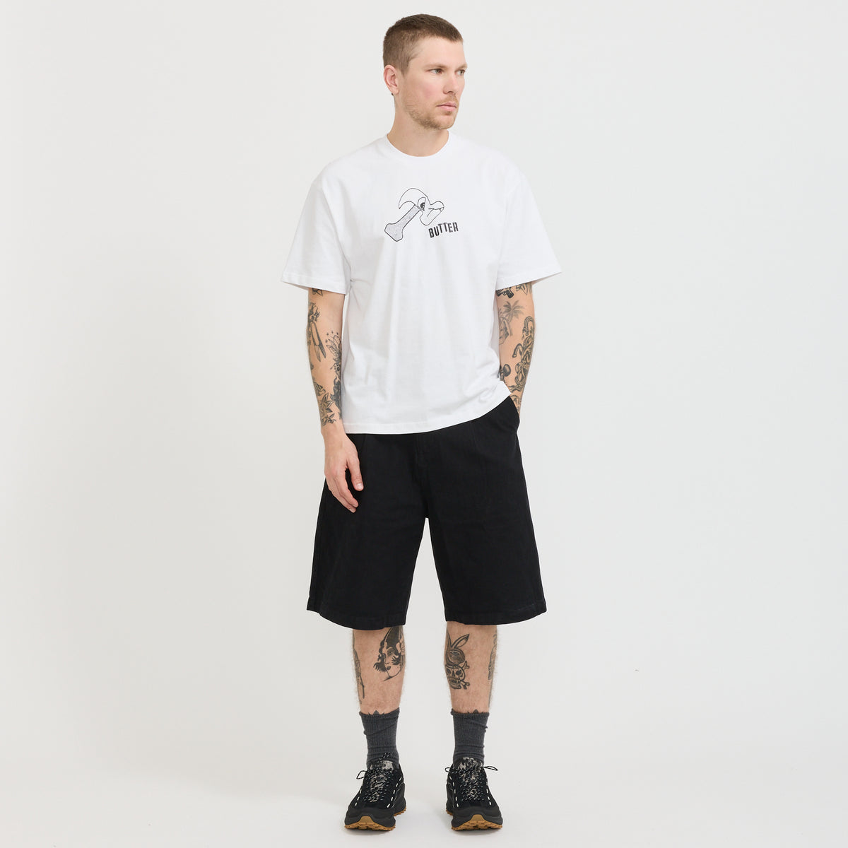 Butter Goods | Pleated Shorts Washed Black | Maplestore