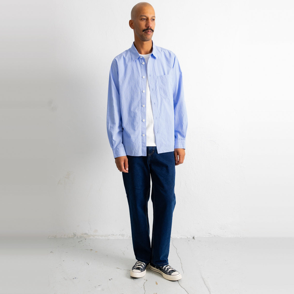Easy Fit Shirt Blue Fine Stripe