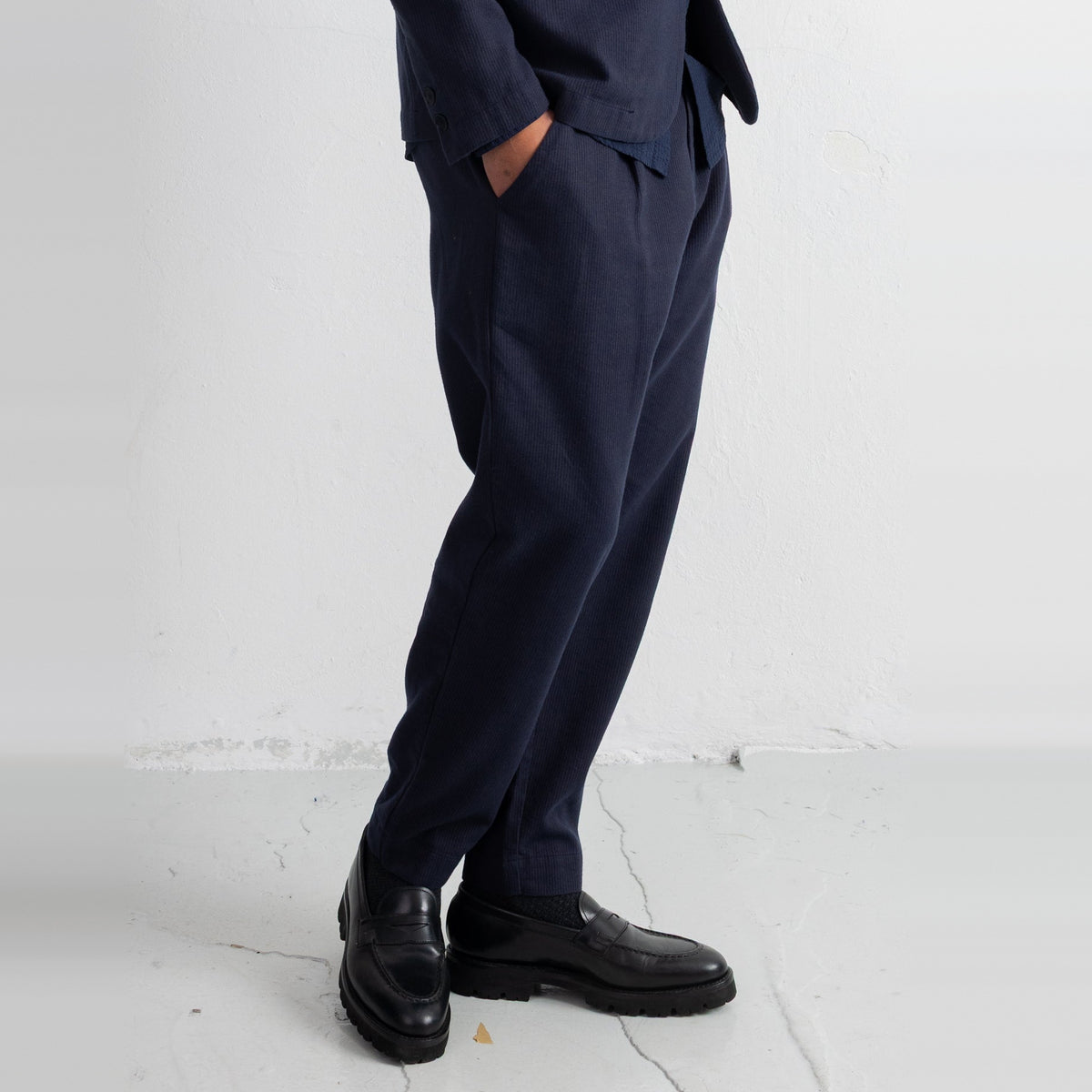 Assembly Suit Trouser Navy Bronze Brushed Stripe