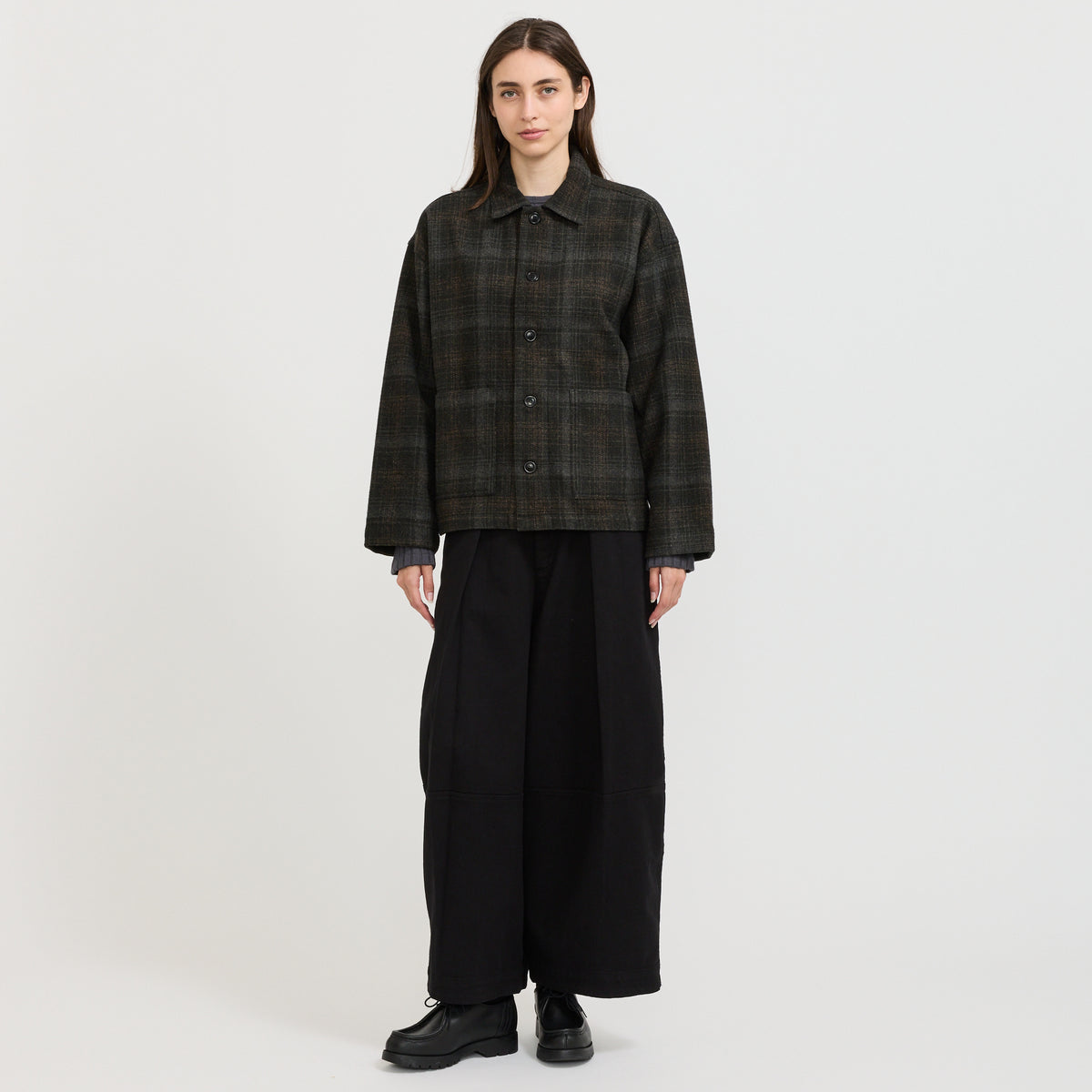 YMC PJ Overshirt in Brown Multi - model retry3 1