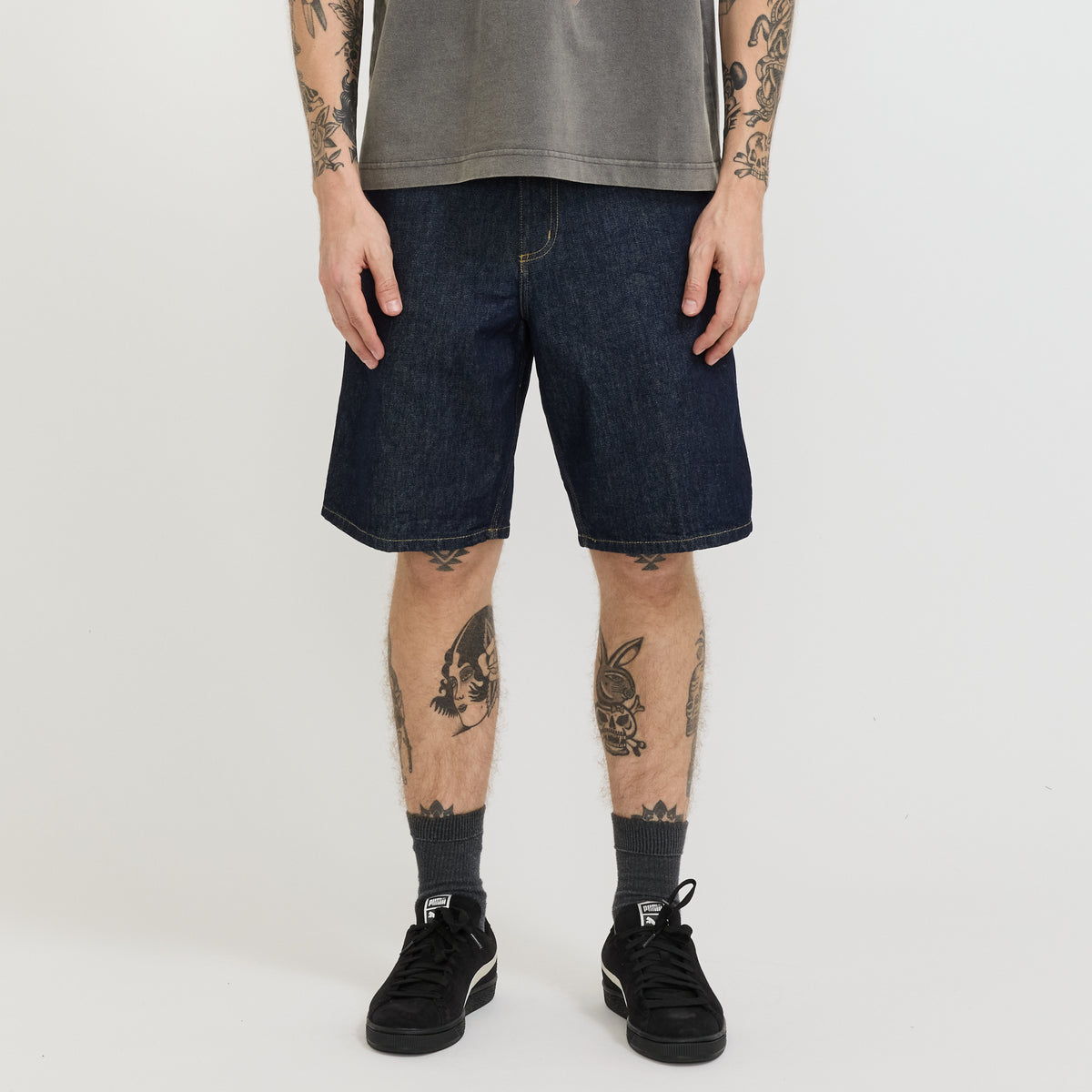 Single Knee Short Blue