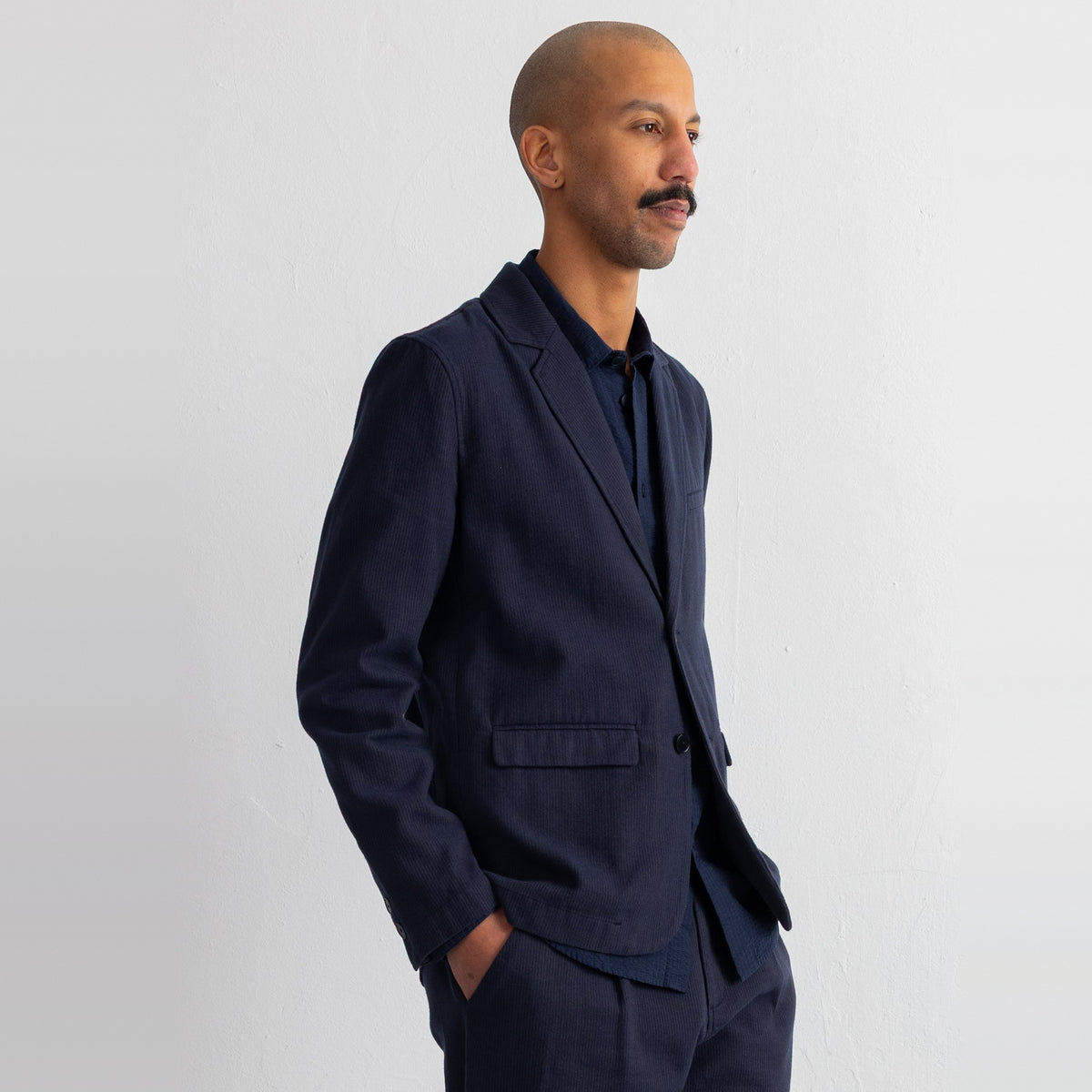 Assembly Blazer Navy Bronze Brushed Stripe