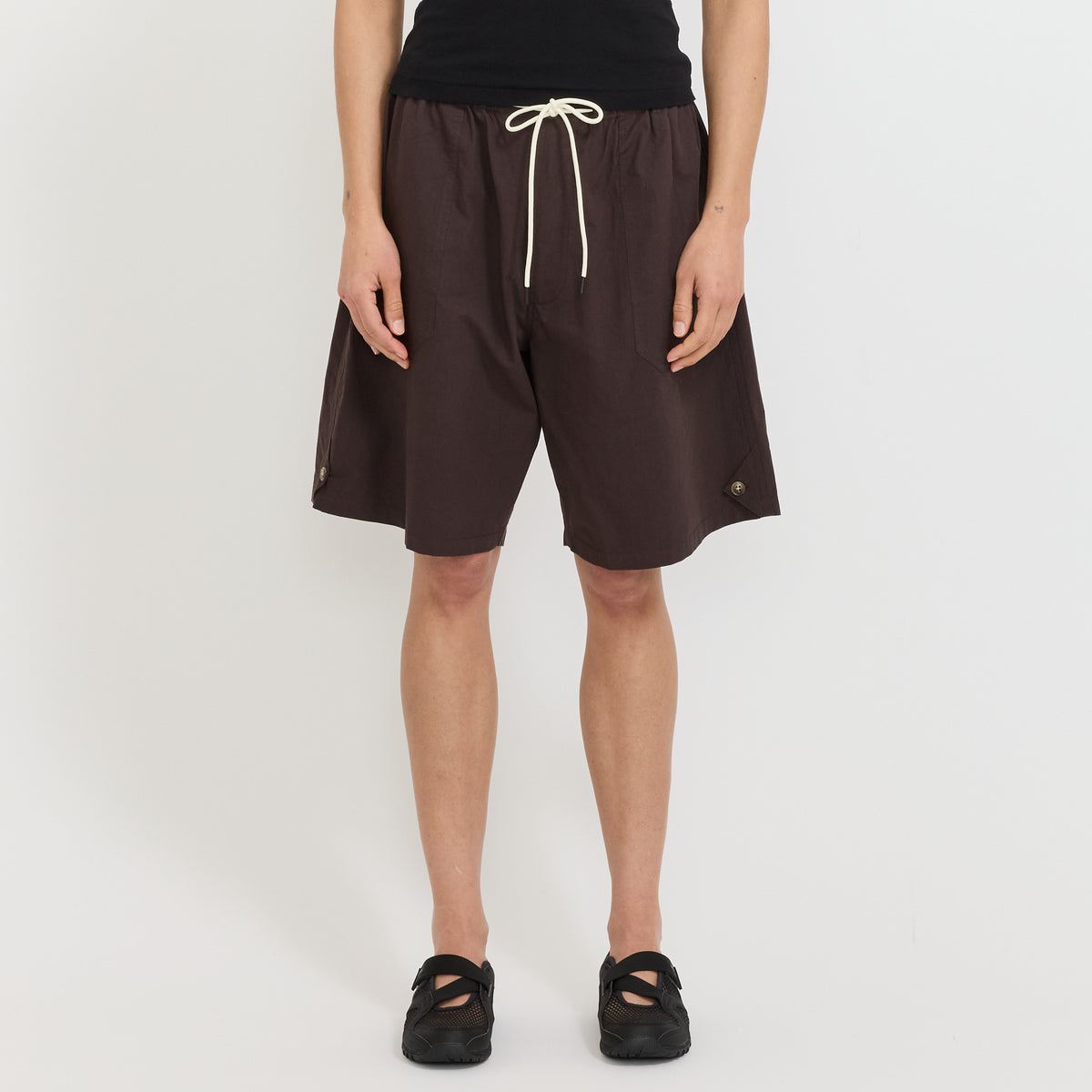 Crushed Cotton Workwear Short Chocolate Brown