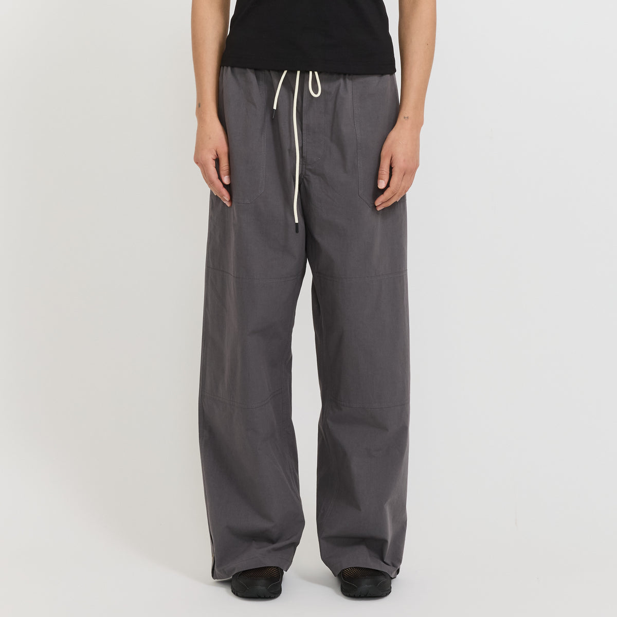 Crushed Cotton Workwear Pant Washed Black
