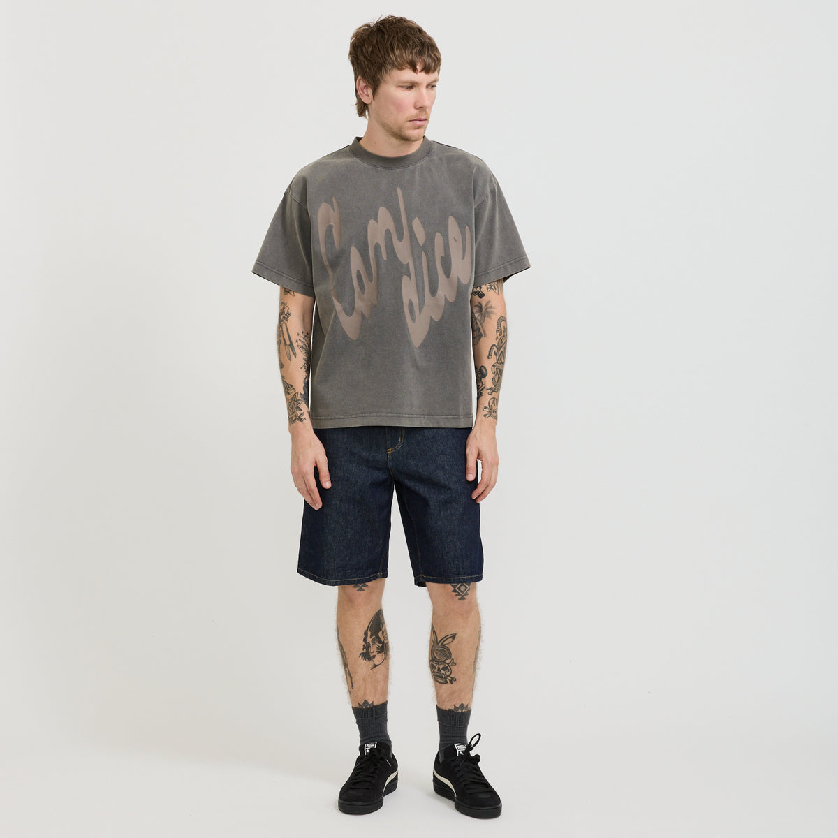Single Knee Short Blue