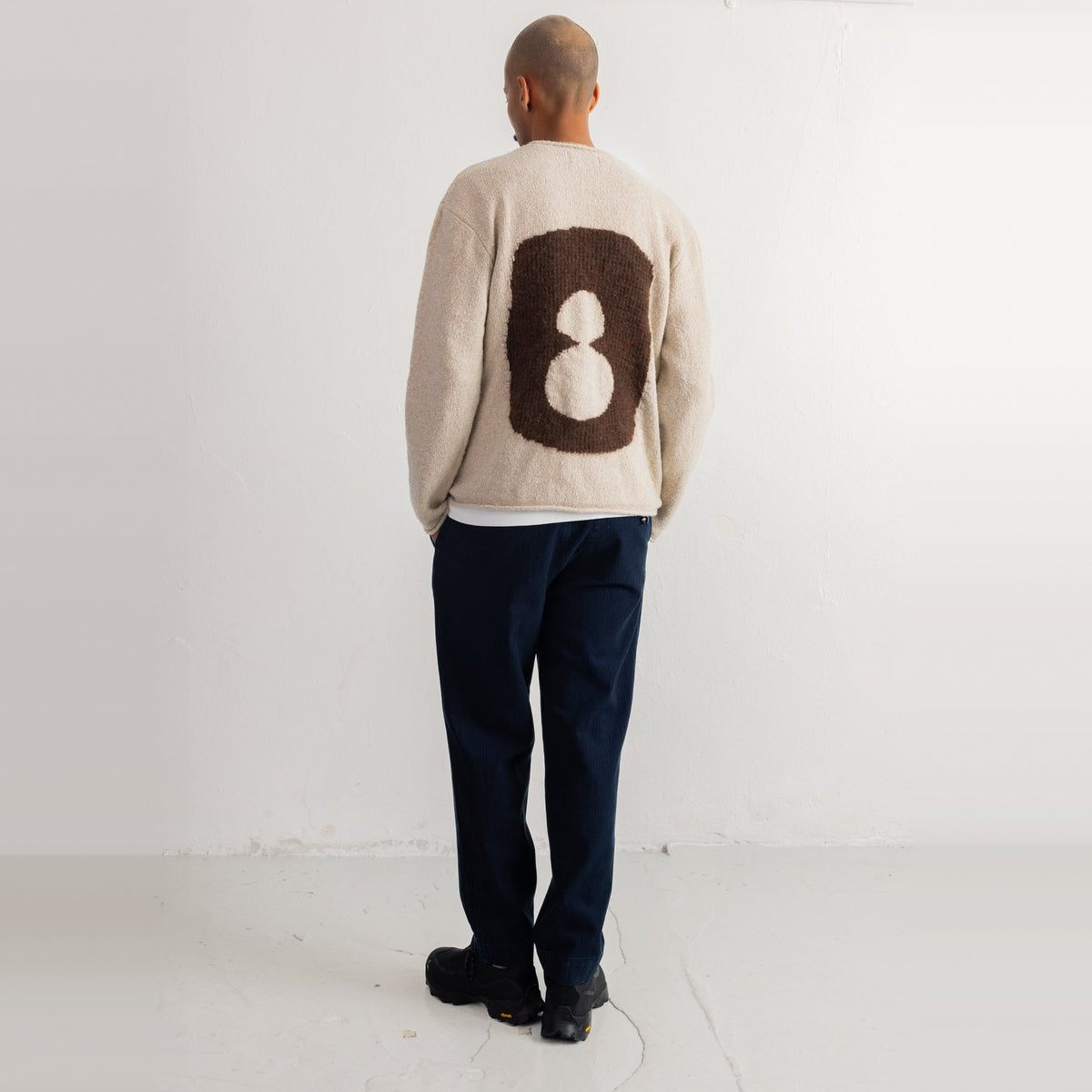 Slouch Crew Natural Espresso Cast Intarsia