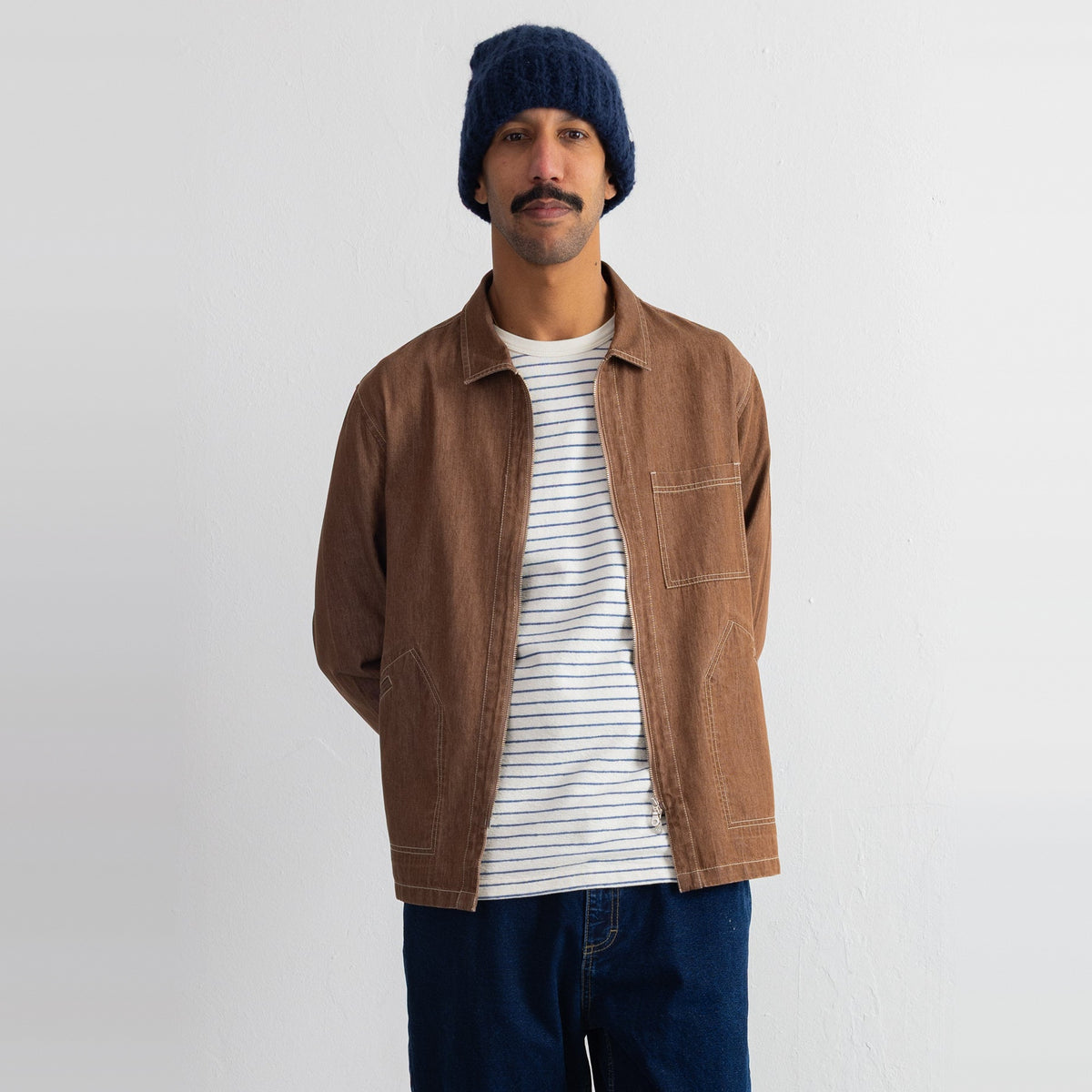 Zip Overshirt Mink Twill Denim