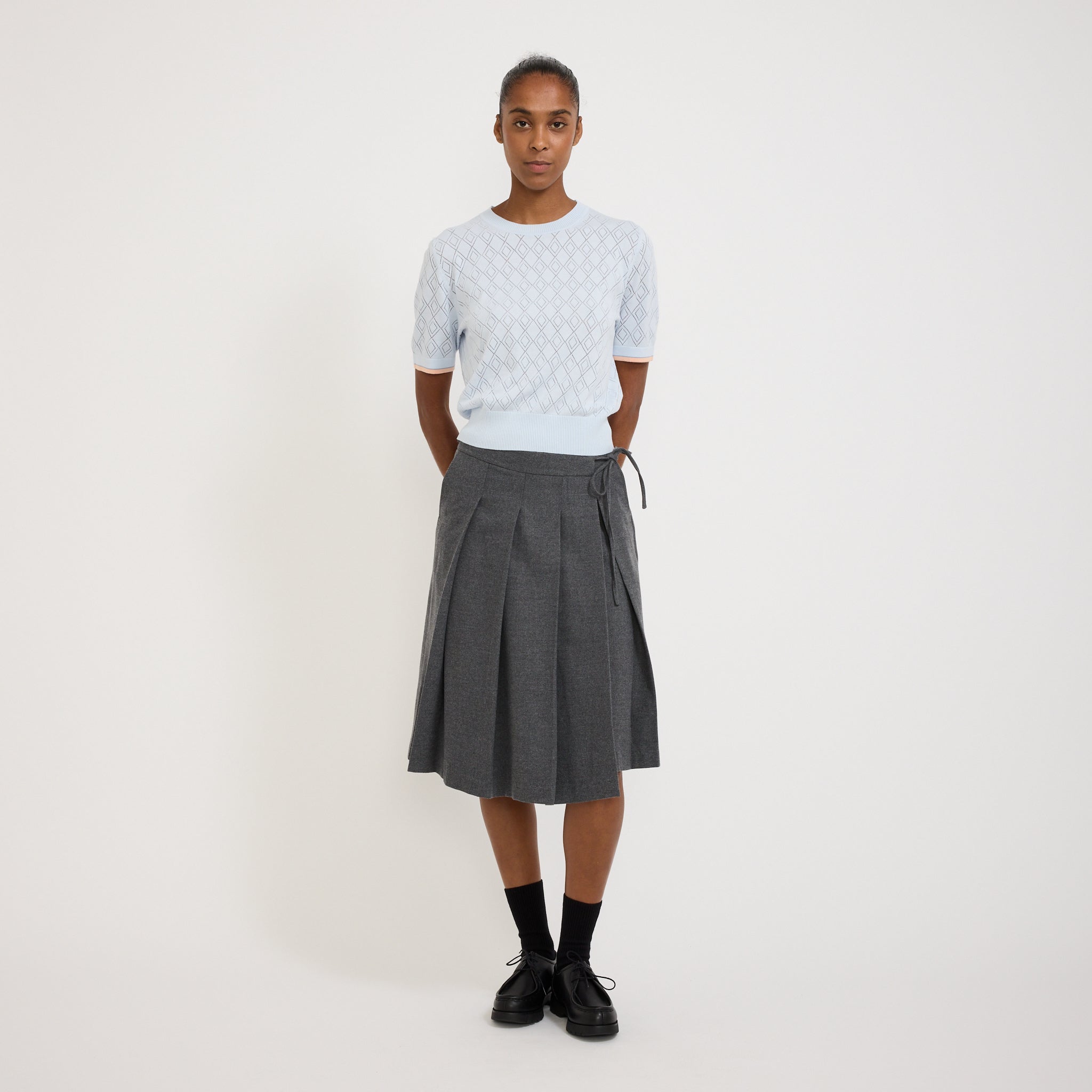 Le Mont Saint Michel | Soldiana Eyelet Top Blue | Maplestore