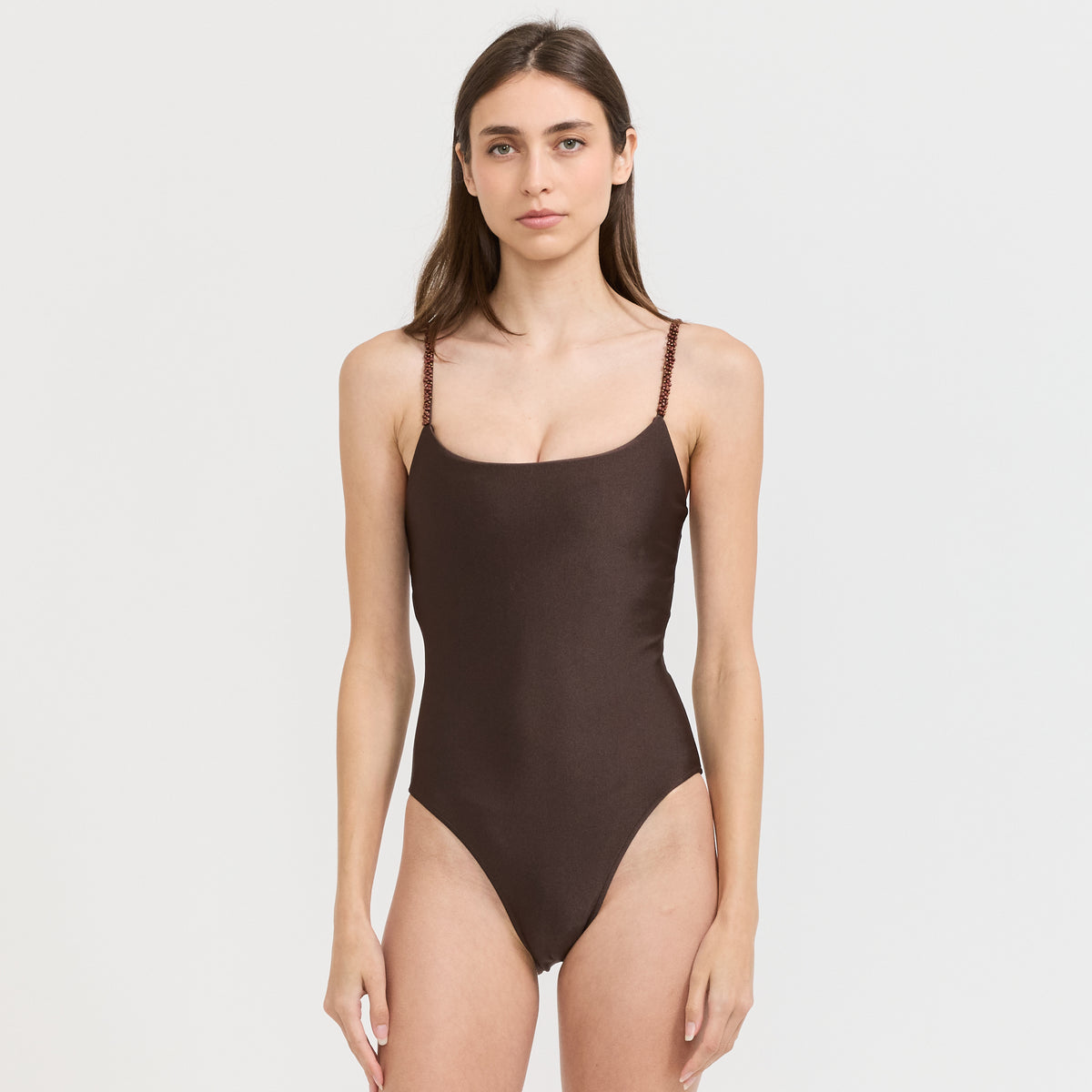C.Design | Hand Beaded Square Maillot Seppia | Maplestore