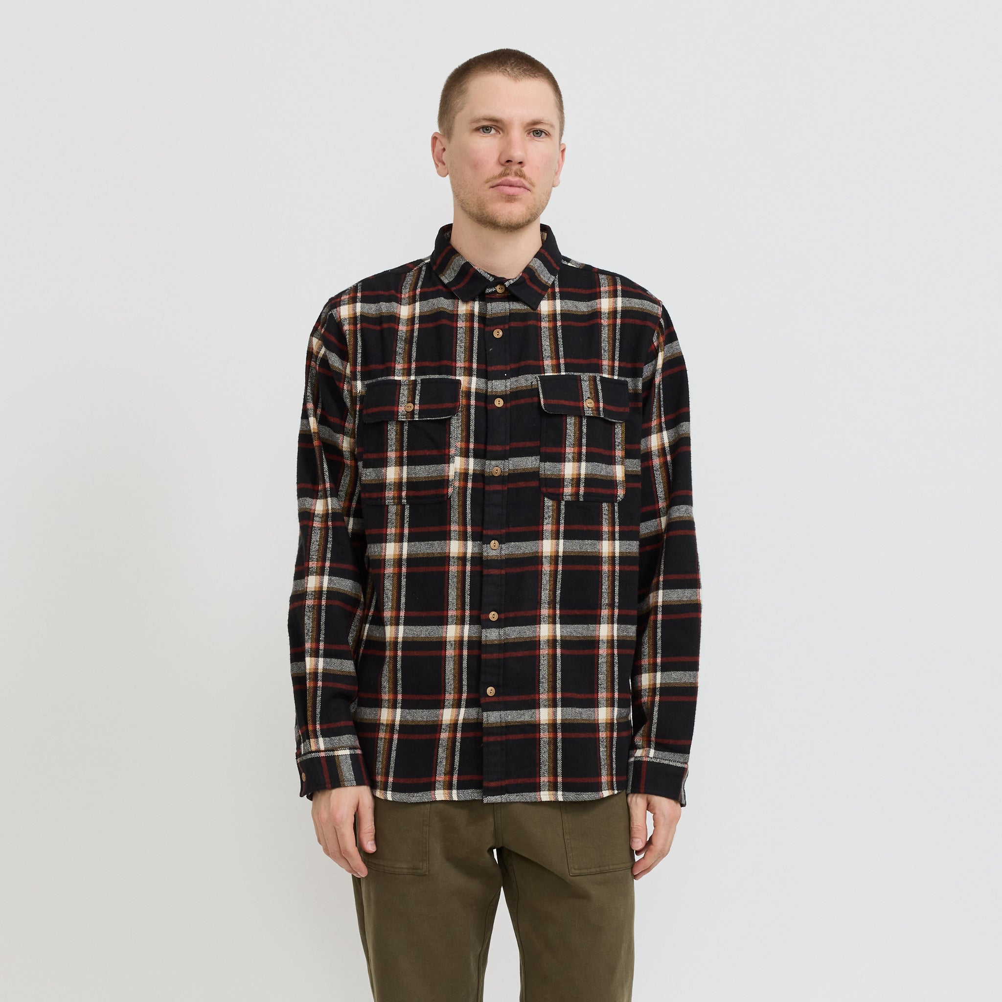 McTavish | Twin Pocket Flannel Shirt Black Multi | Maplestore