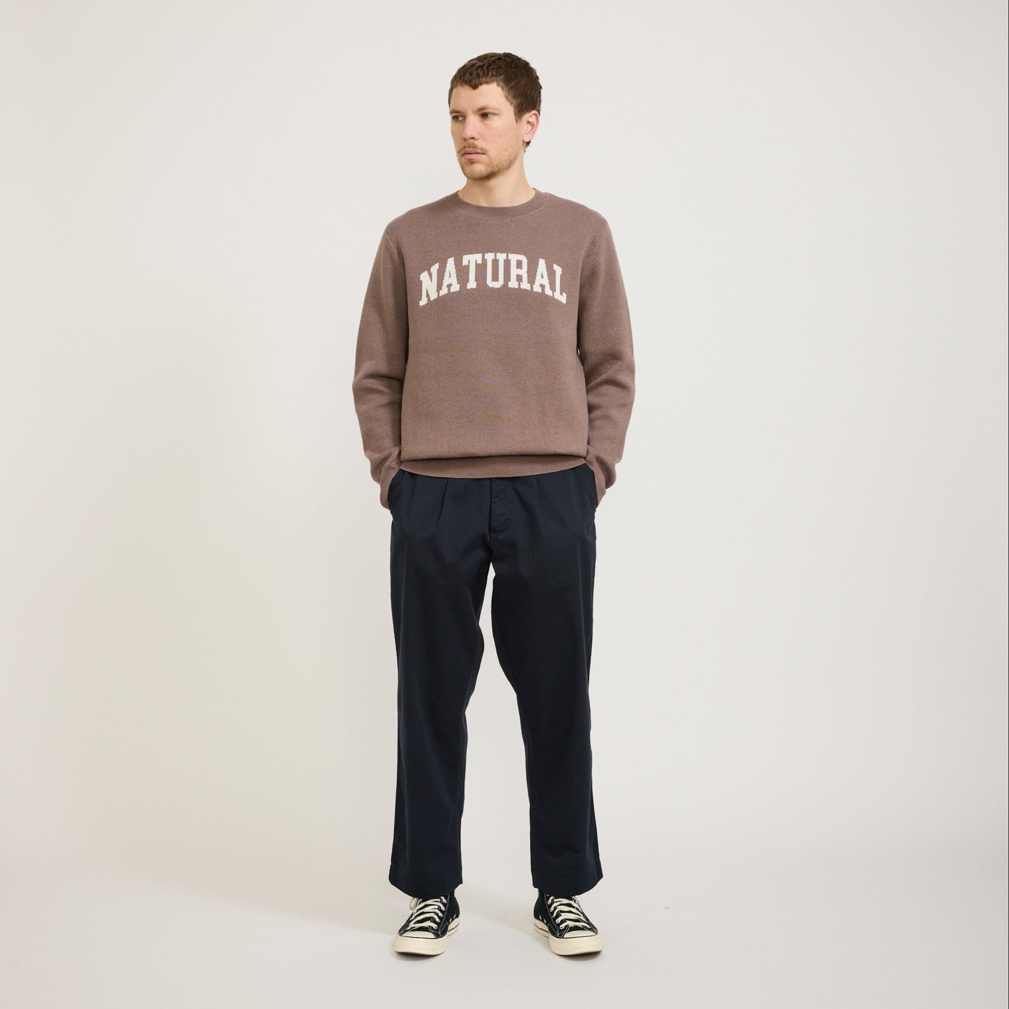 Museum of Peace & Quiet | Natural Jacquard Knit Sweater Clay | Maplestore