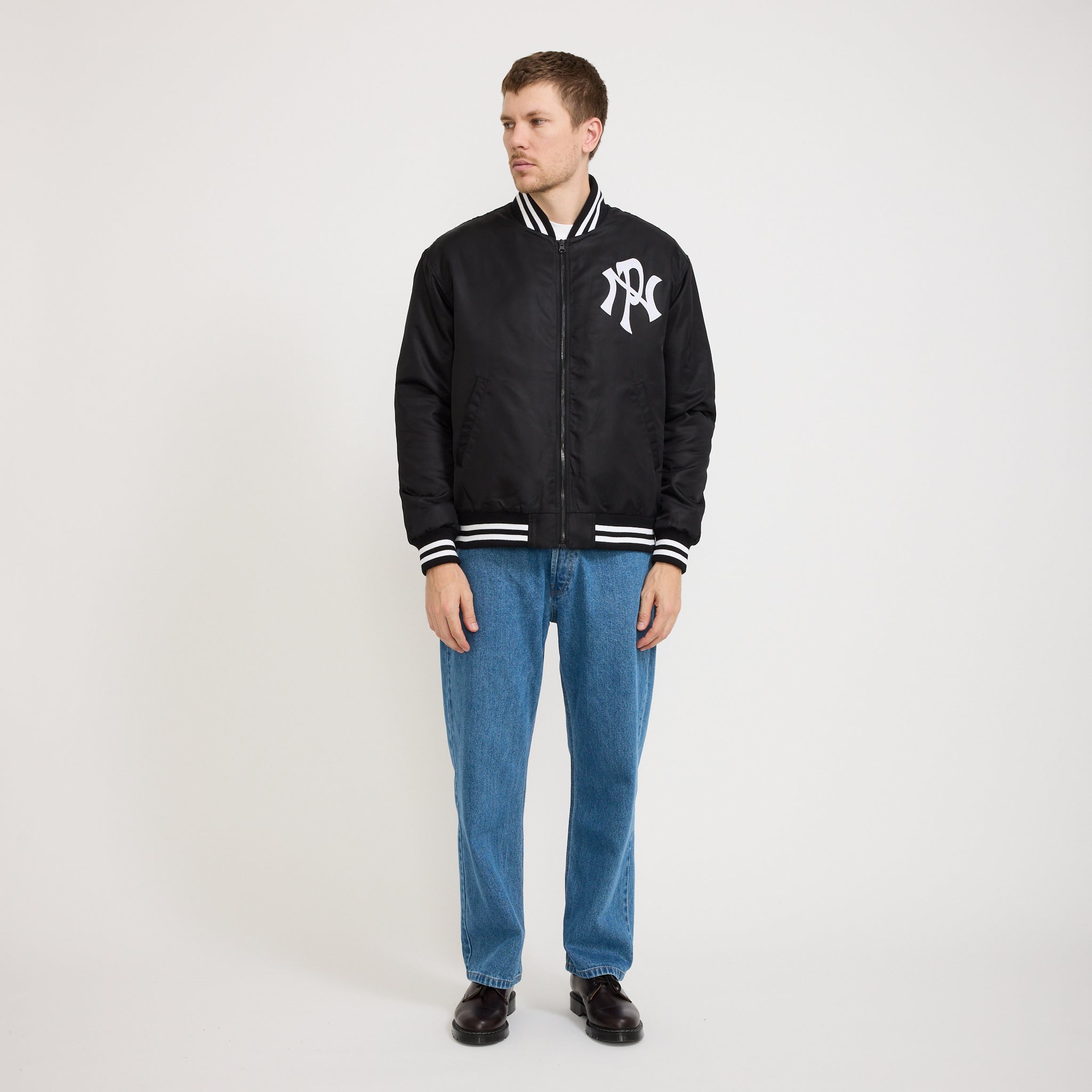 No Problemo | NYP Nylon Varsity Jacket Black | Maplestore