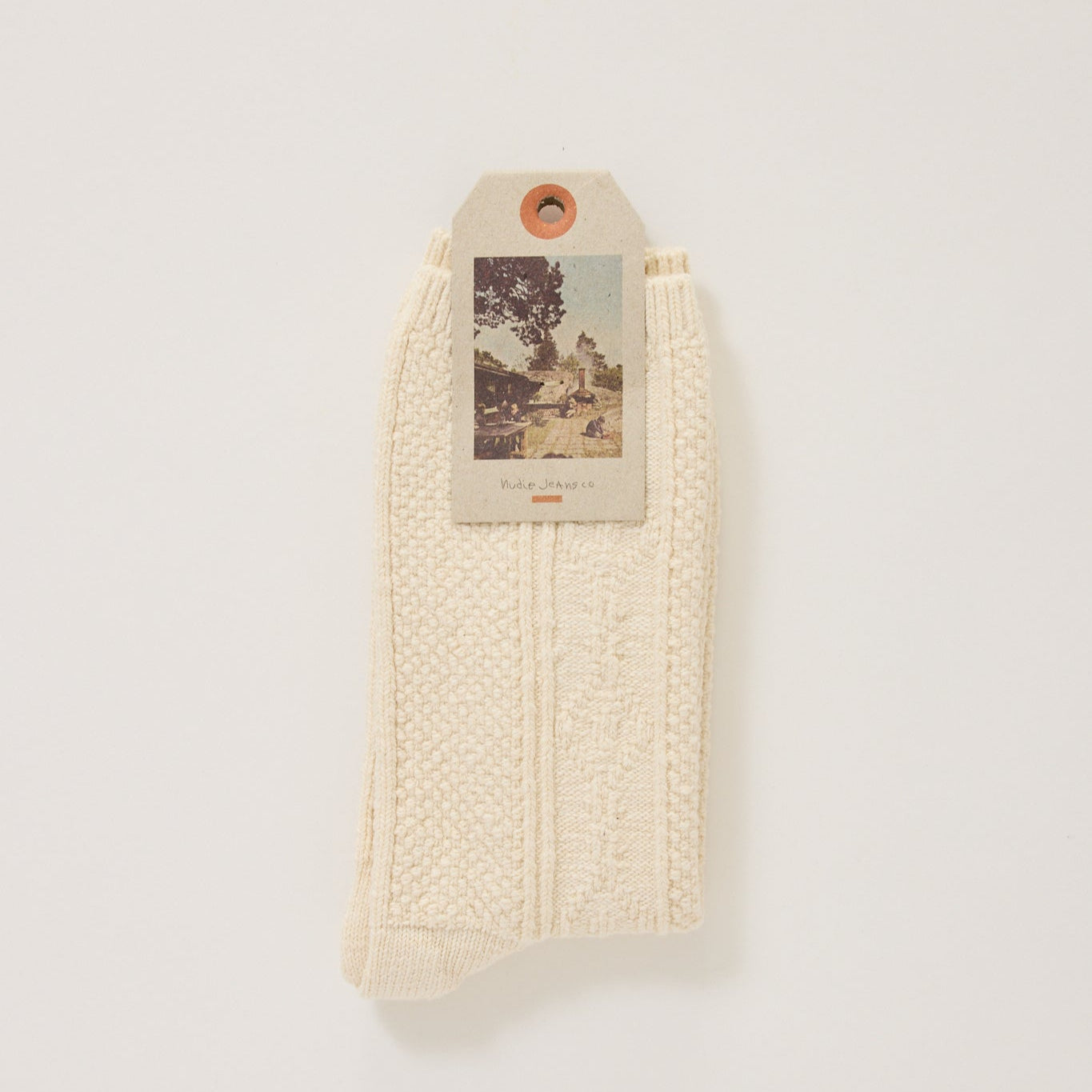 Nudie Jeans Co. | Womens Cable Socks Off White | Maplestore